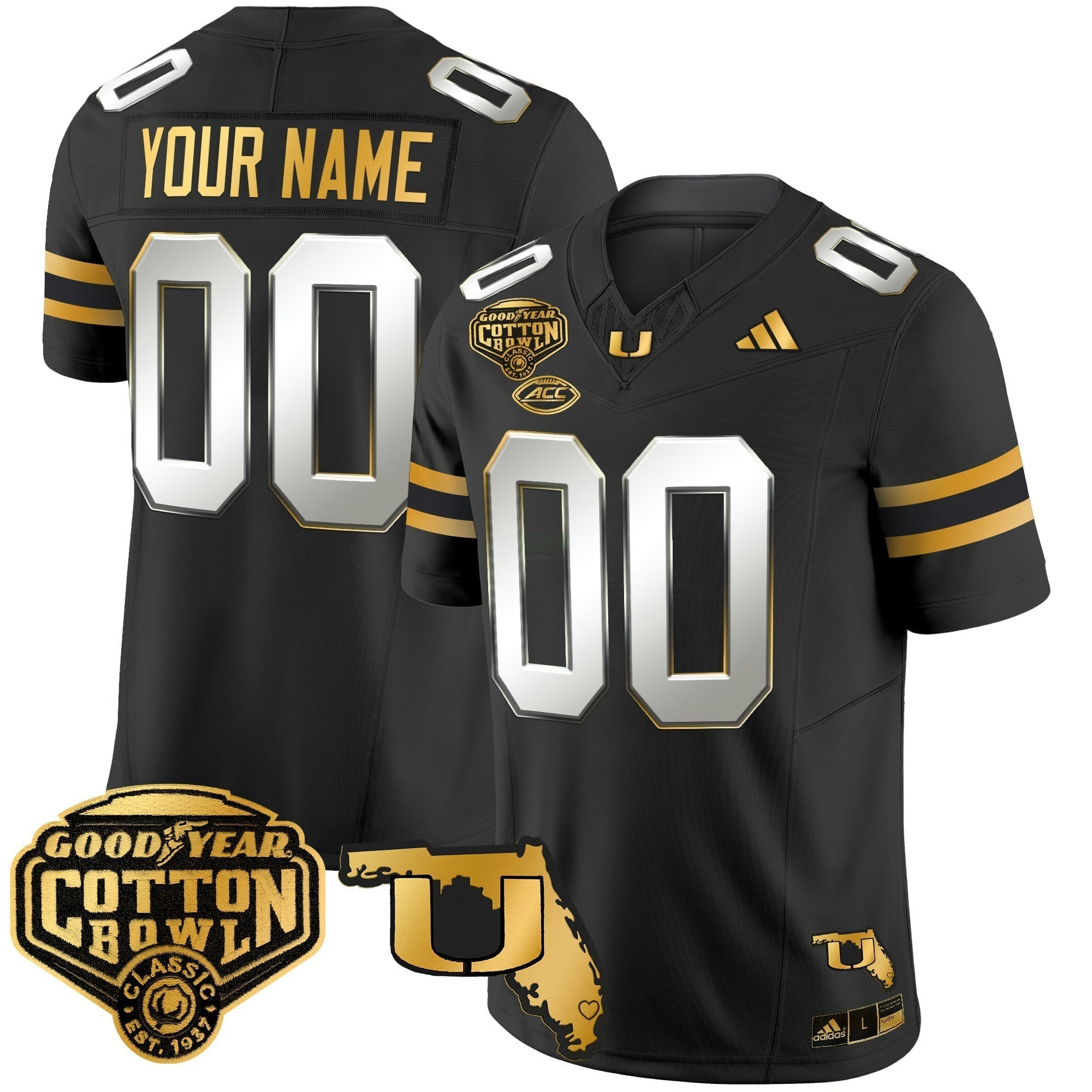 Camisa NCAA 2025/26 Cotton Bowl & Florida Patch Dourada Vapor Limited Jersey
