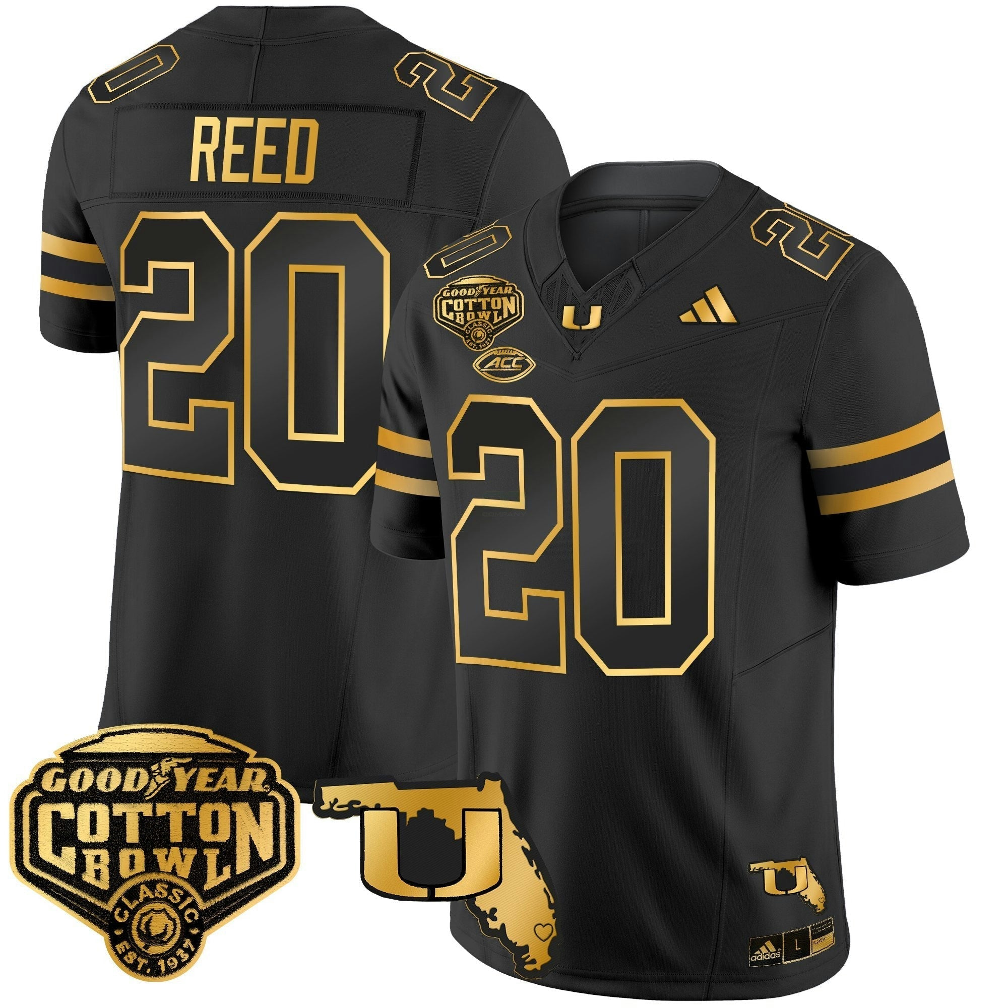 Camisa NCAA 2025/26 Cotton Bowl & Florida Patch Dourada Vapor Limited Jersey