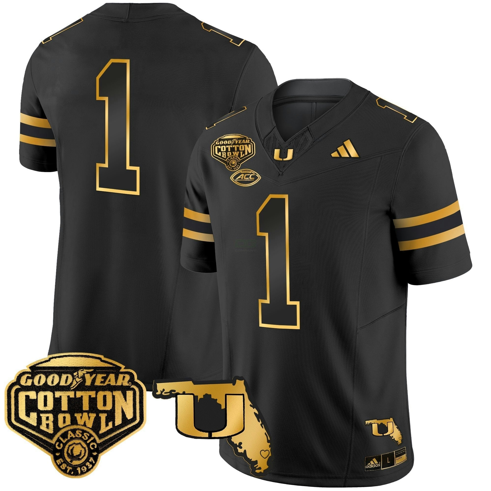 Camisa NCAA 2025/26 Cotton Bowl & Florida Patch Dourada Vapor Limited Jersey