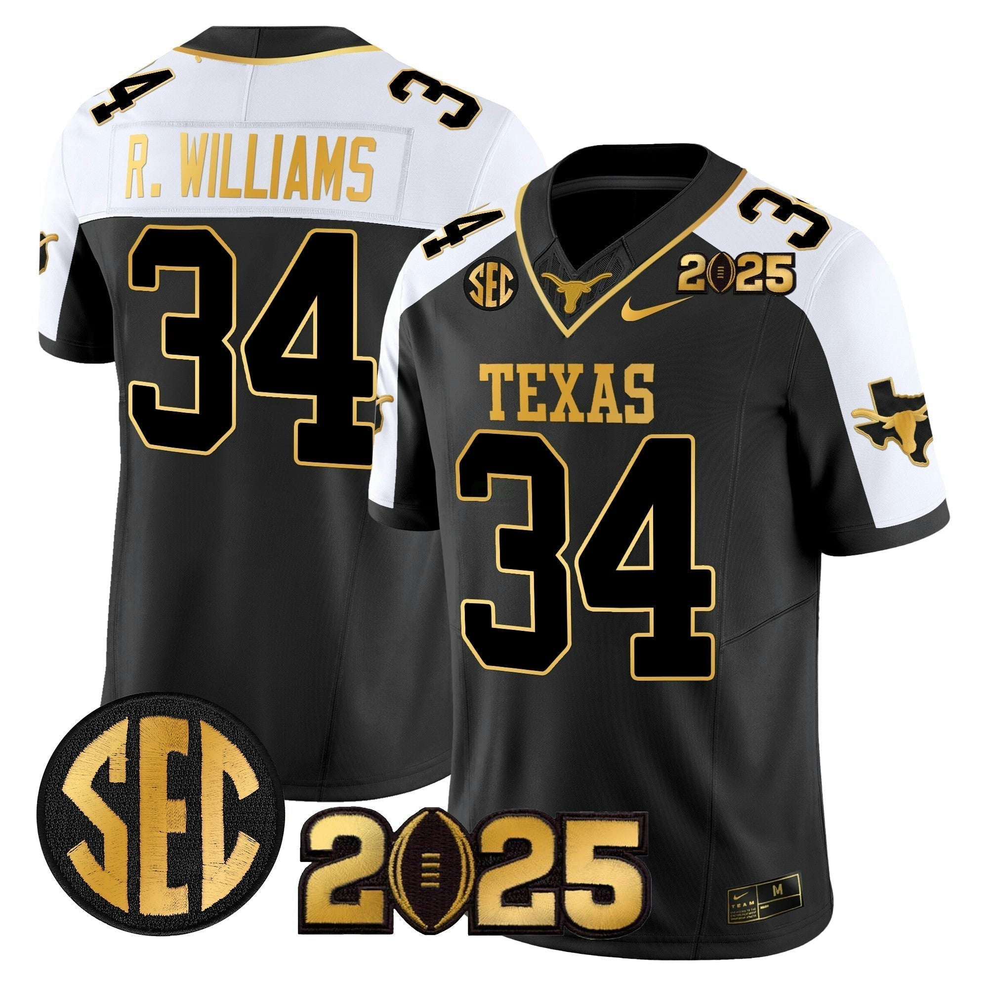 Camisa NCAA 2025 College Football Playoff Final Gold Patch Vapor Limited Jersey