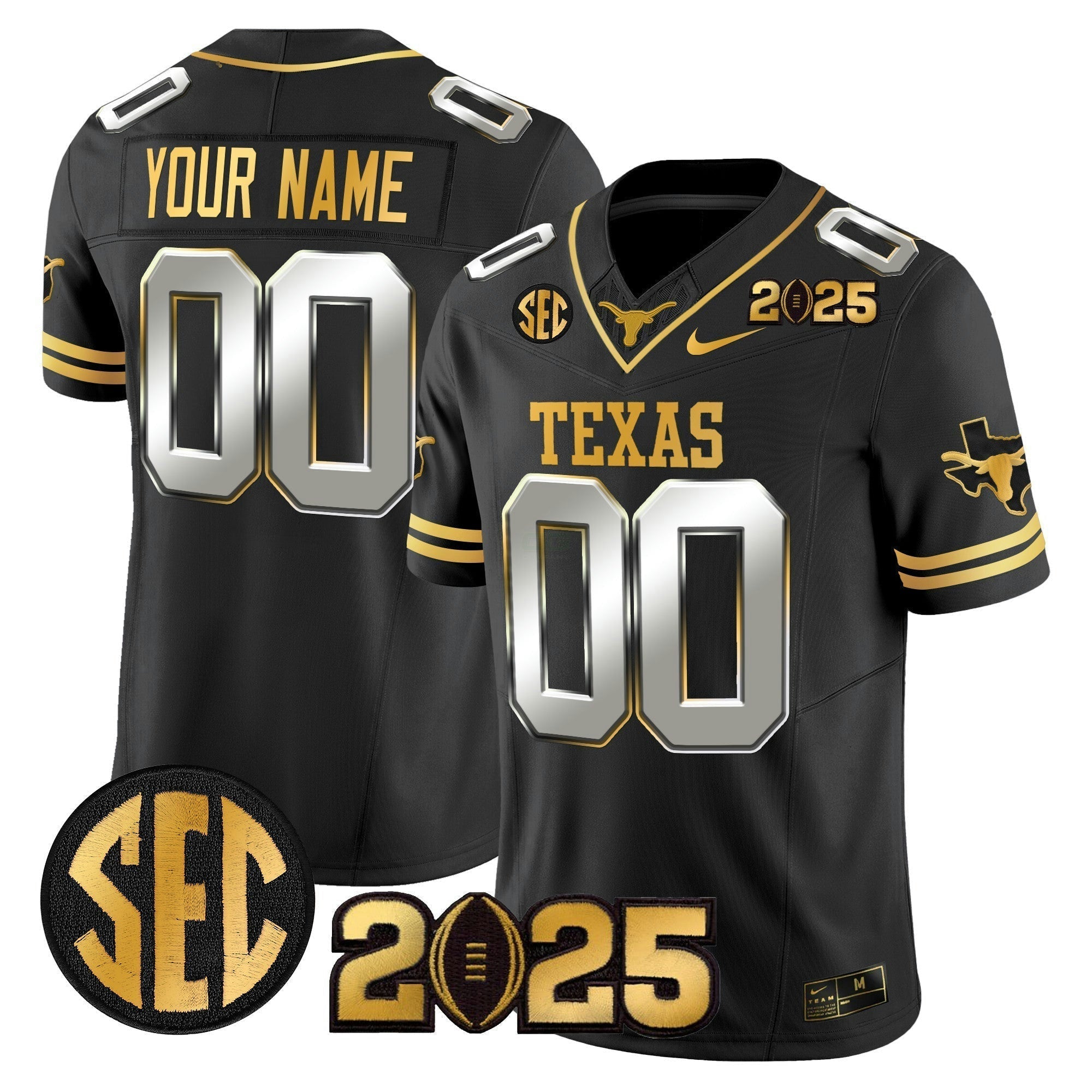Camisa NCAA 2025 College Football Playoff Final Gold Patch Vapor Limited Jersey