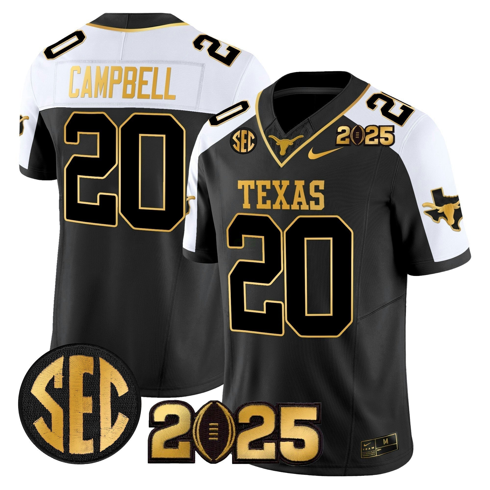 Camisa NCAA 2025 College Football Playoff Final Gold Patch Vapor Limited Jersey