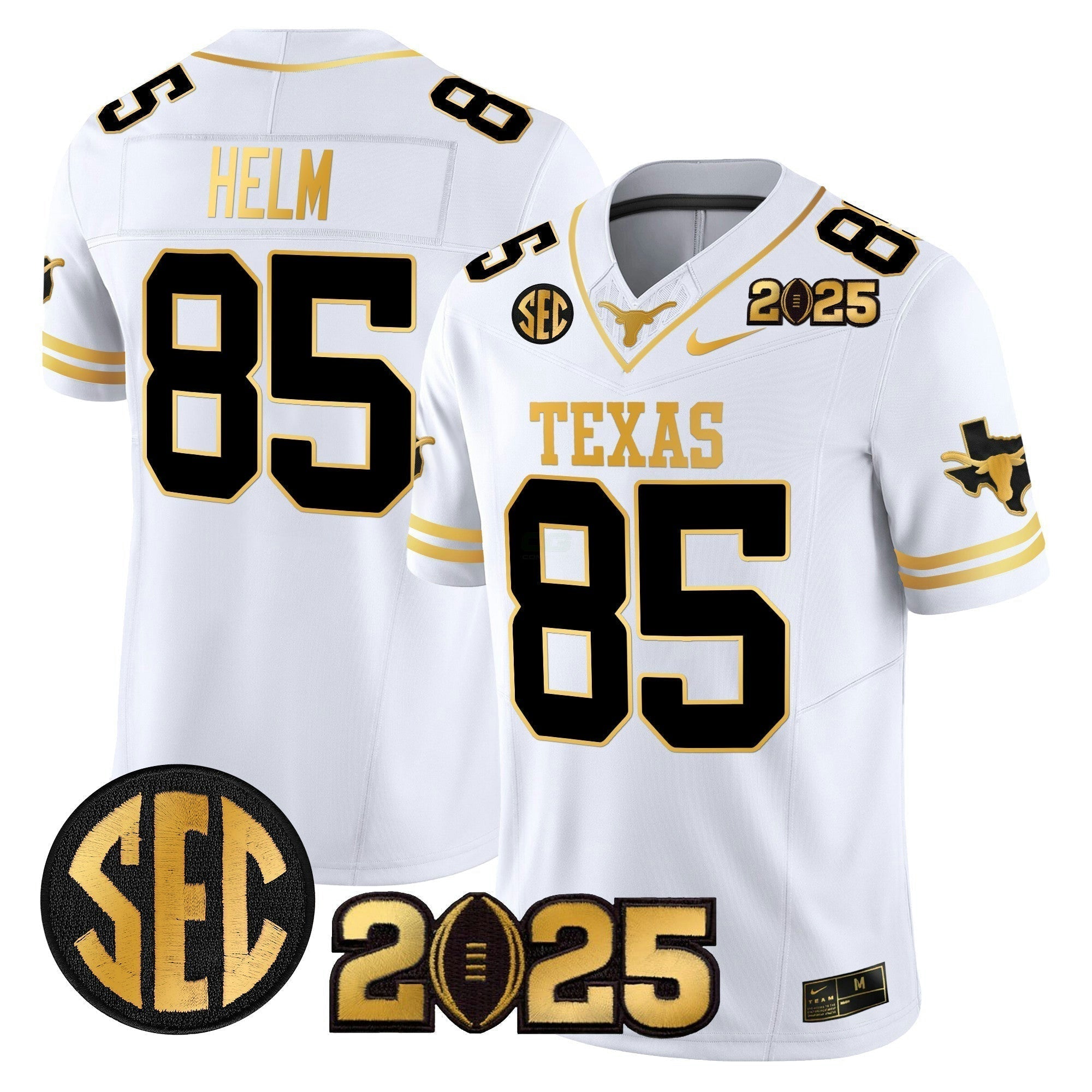 Camisa NCAA 2025 College Football Playoff Final Gold Patch Vapor Limited Jersey