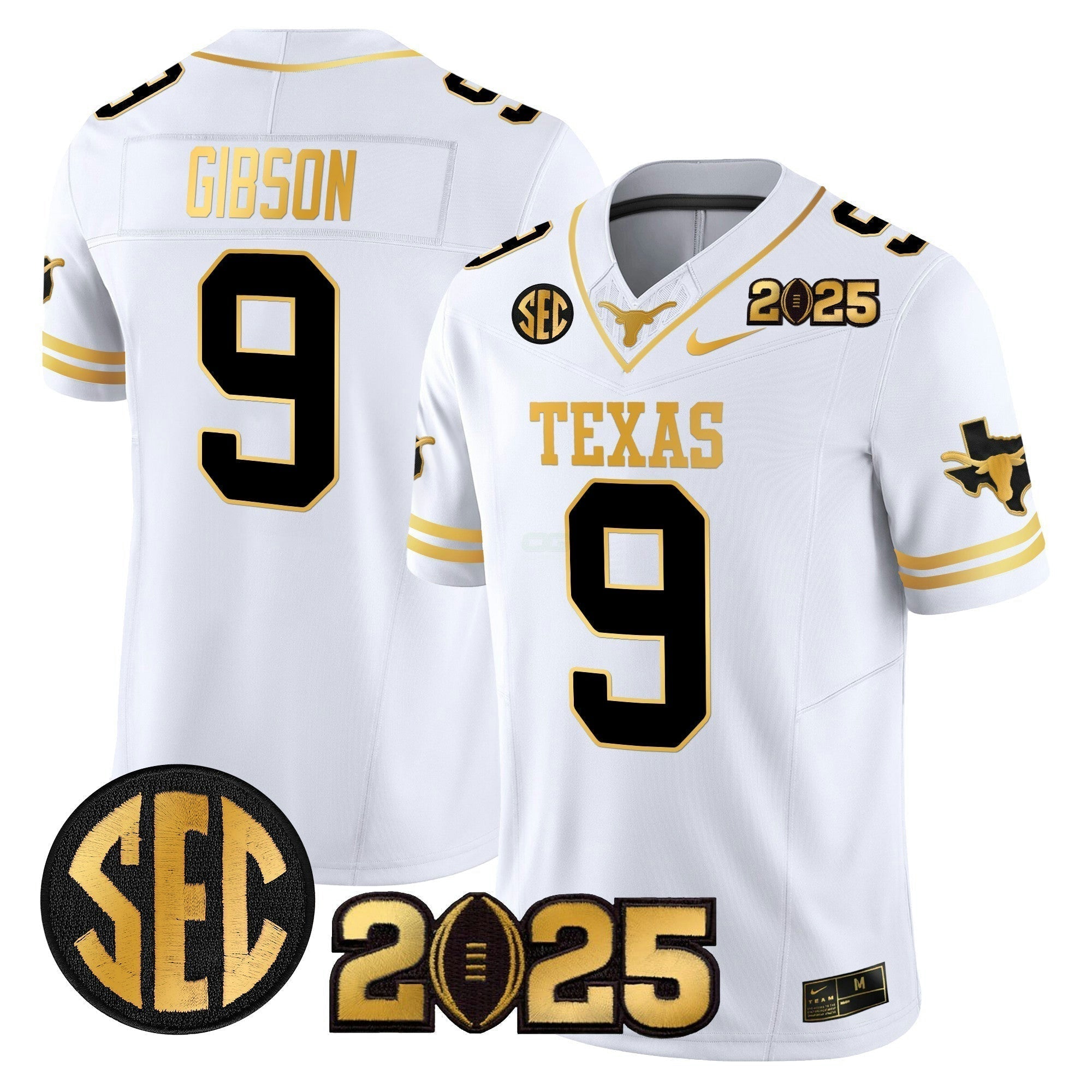 Camisa NCAA 2025 College Football Playoff Final Gold Patch Vapor Limited Jersey