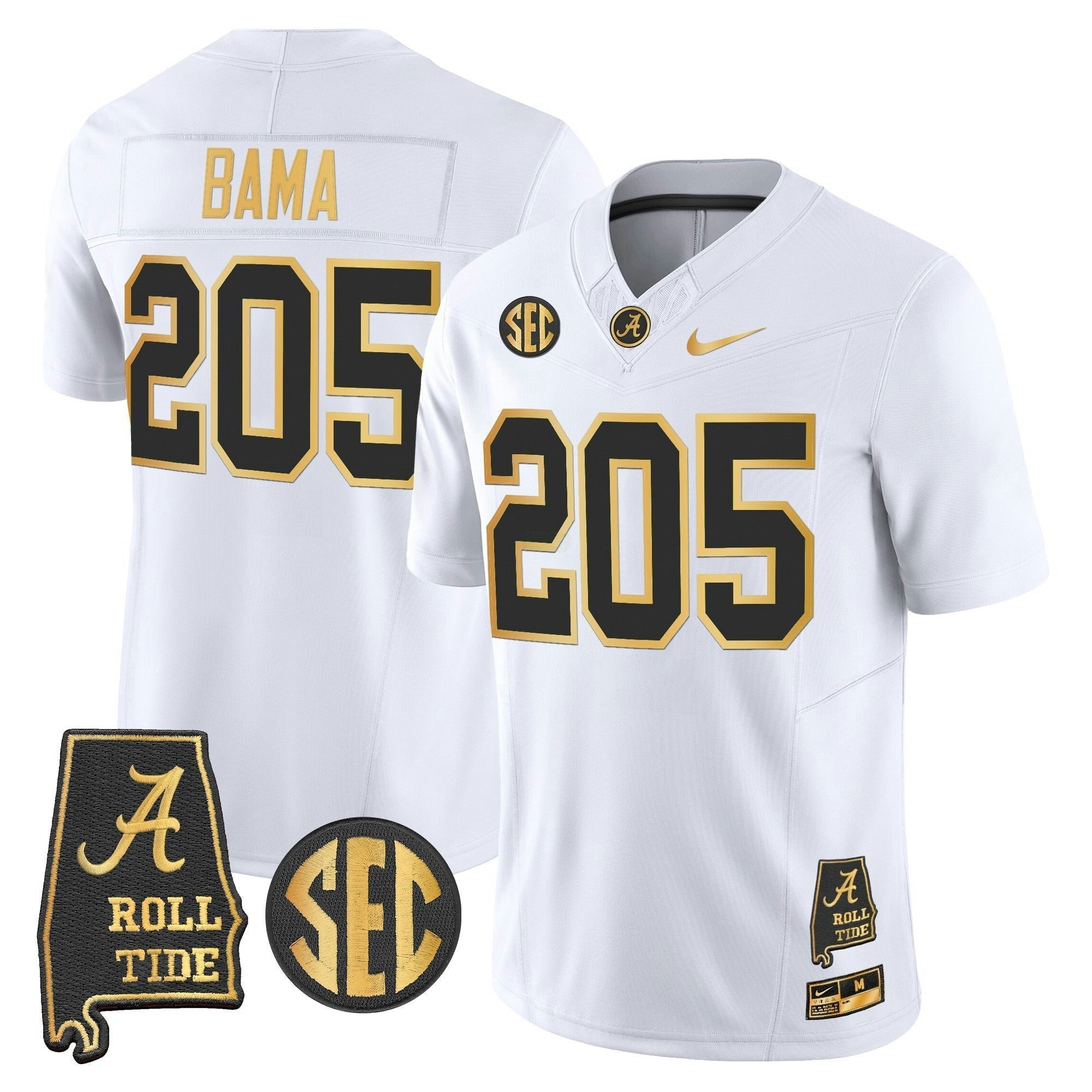 Camisa NCAA 2025 Dourada Vapor Limited Jersey - Alabama Map