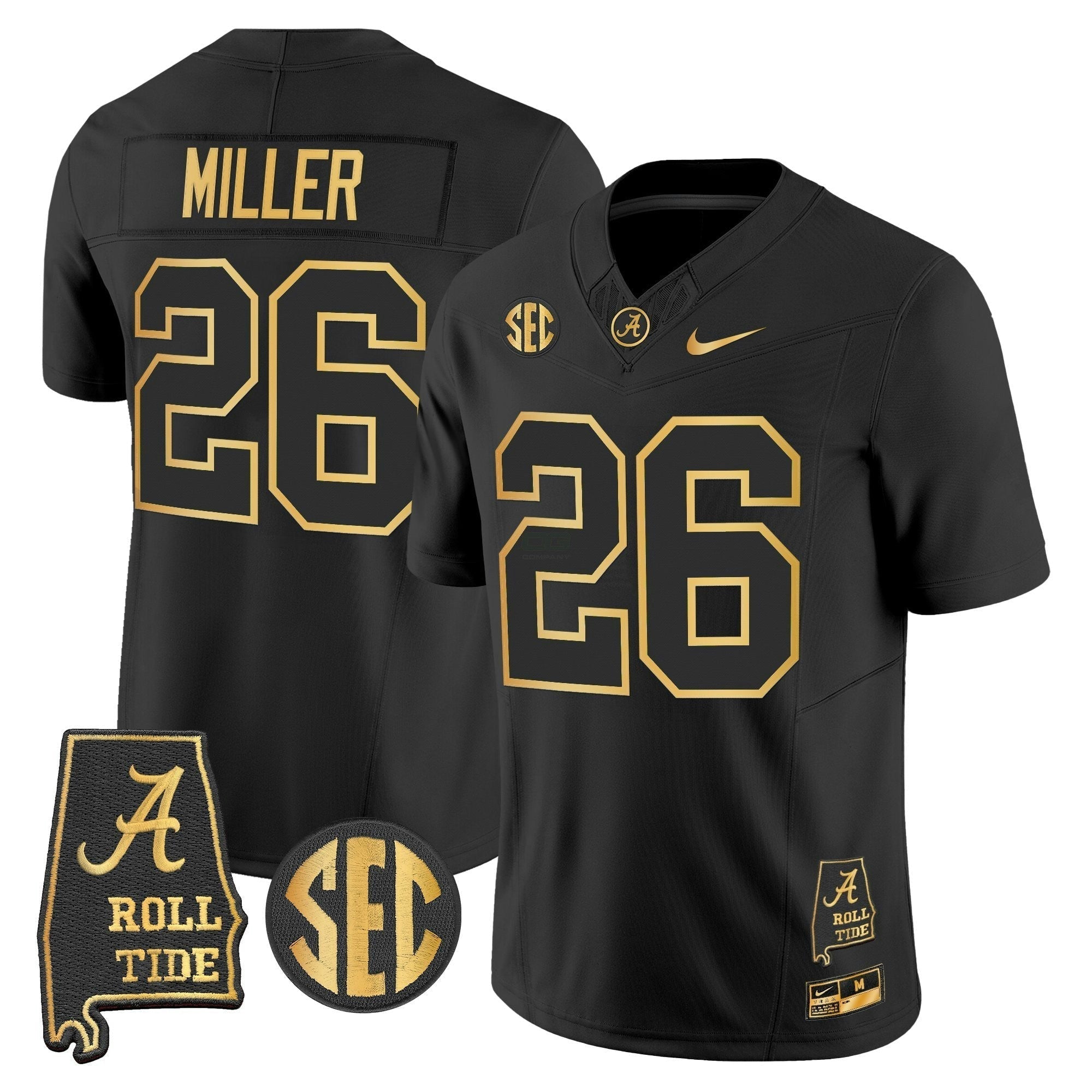 Camisa NCAA 2025 Dourada Vapor Limited Jersey - Alabama Map