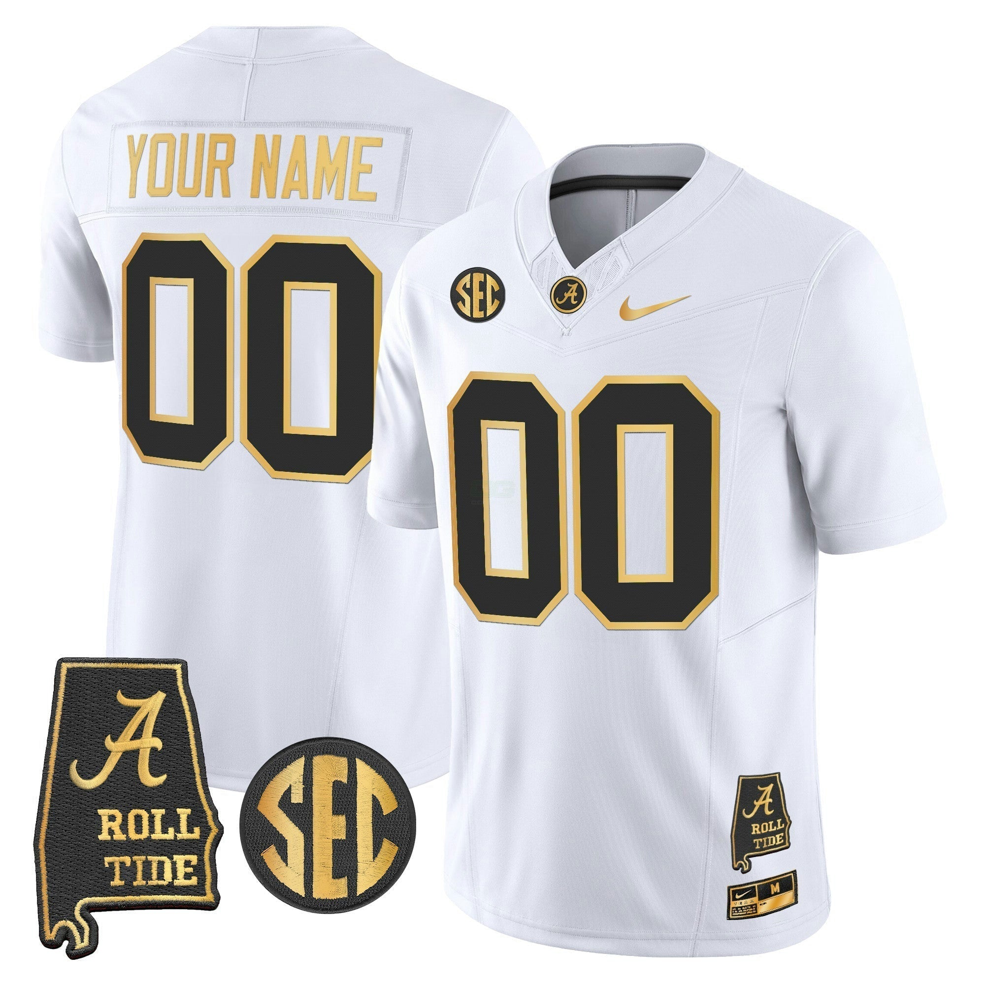 Camisa NCAA 2025 Dourada Vapor Limited Jersey - Alabama Map