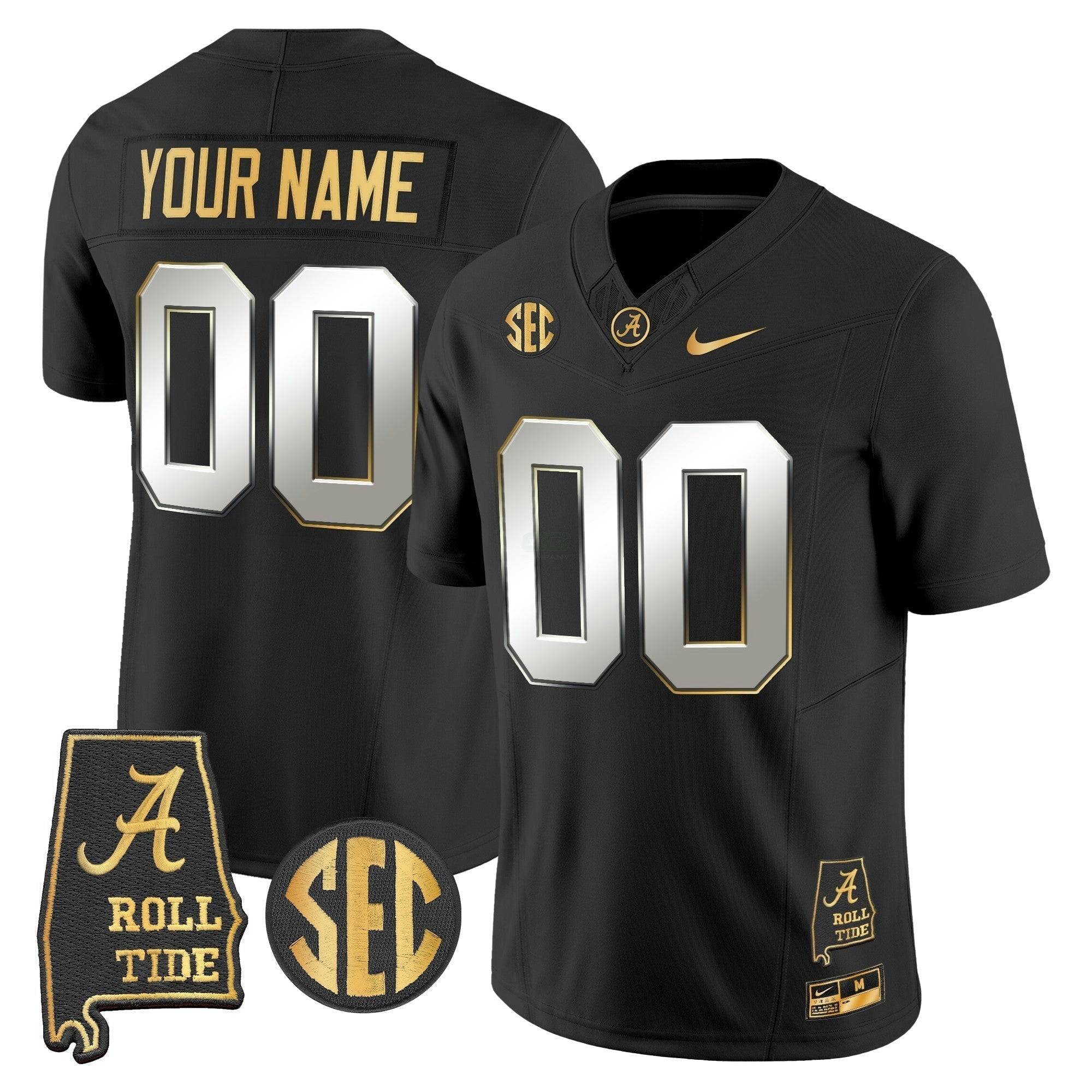 Camisa NCAA 2025 Dourada Vapor Limited Jersey - Alabama Map