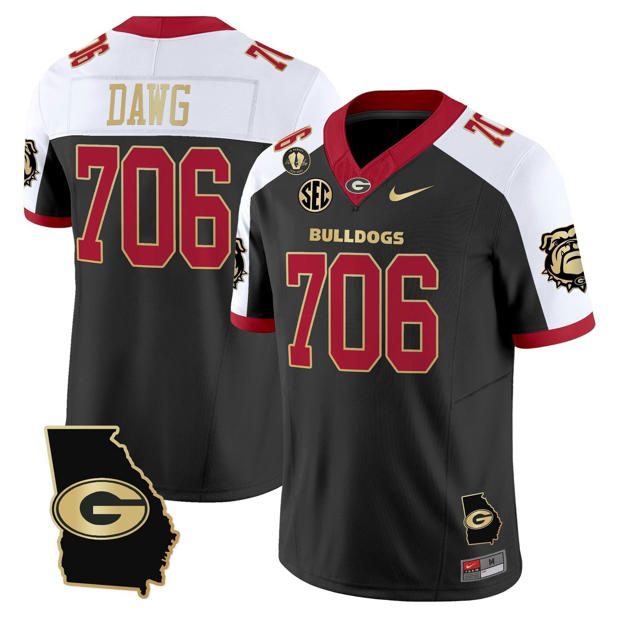 Camisa NCAA 2025 Georgia Map & Vince Dooley Patch Vapor Limited Jersey