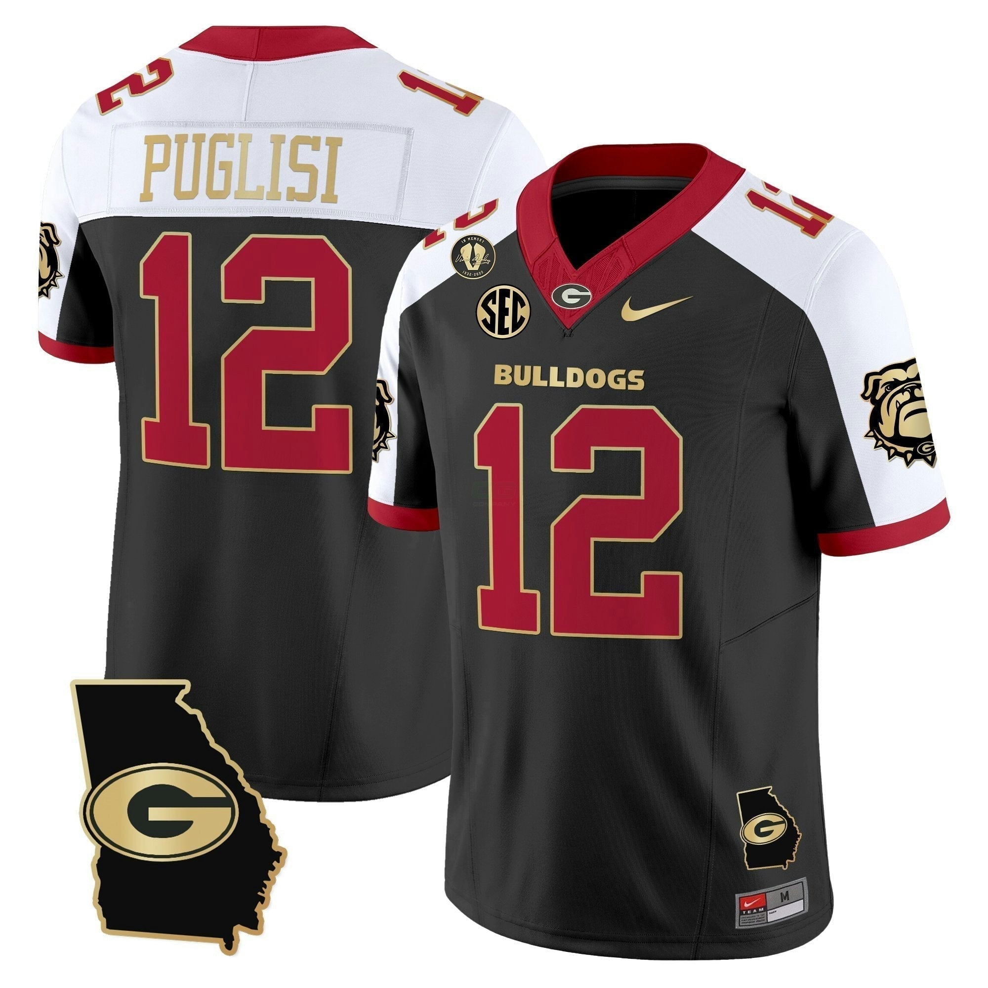 Camisa NCAA 2025 Georgia Map & Vince Dooley Patch Vapor Limited Jersey