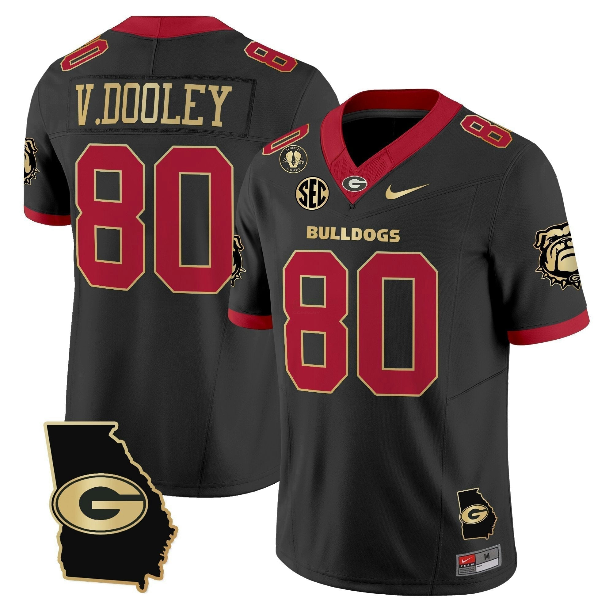 Camisa NCAA 2025 Georgia Map & Vince Dooley Patch Vapor Limited Jersey