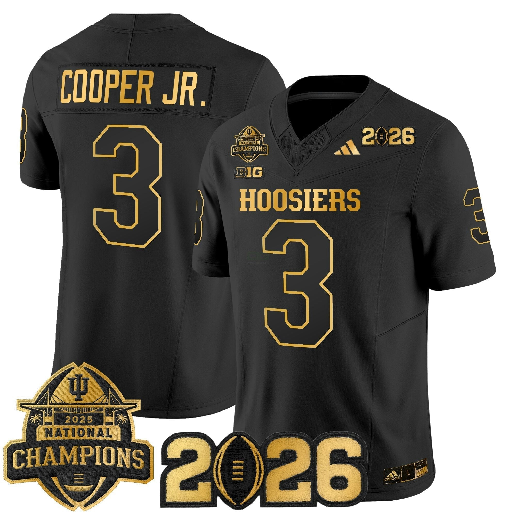 Camisa NCAA 2025 National Champions & 2026 College Football Playoff Final Patch Dourada Vapor Limited Jersey