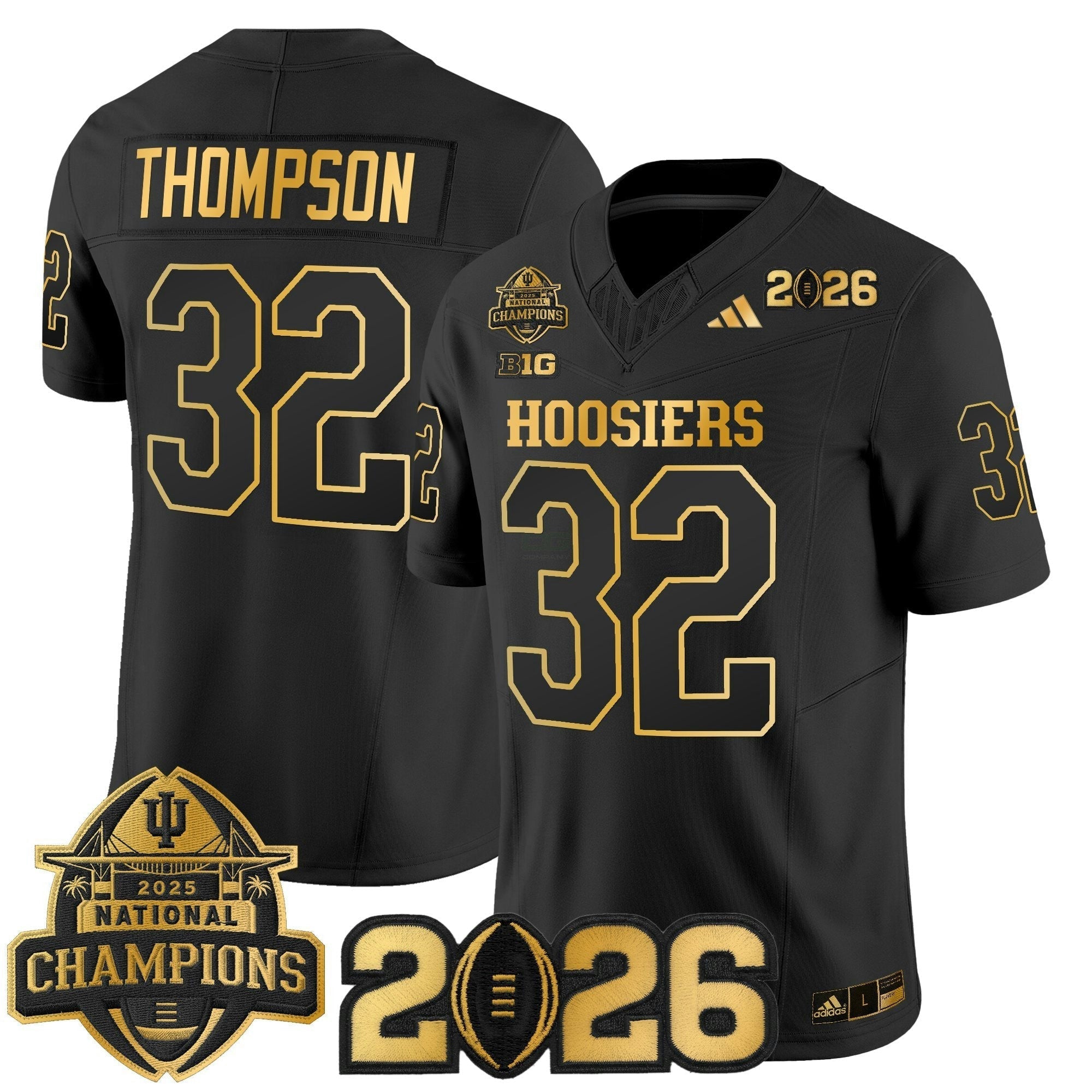 Camisa NCAA 2025 National Champions & 2026 College Football Playoff Final Patch Dourada Vapor Limited Jersey