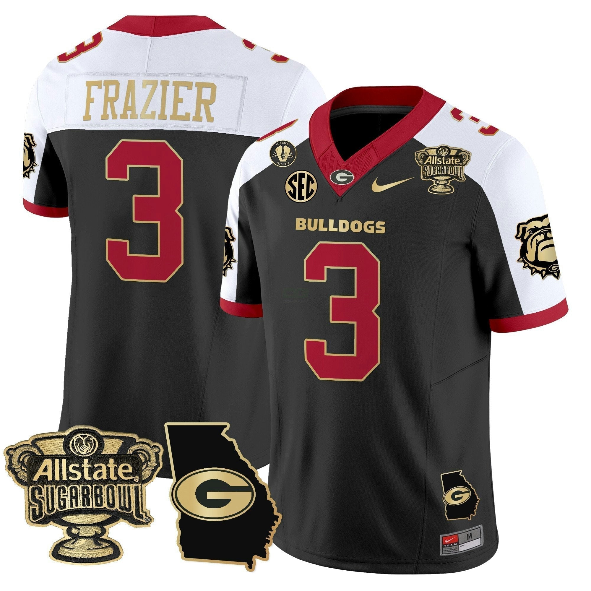 Camisa NCAA 2025 Sugar Bowl & Georgia Map Patch Vapor Limited Jersey N2