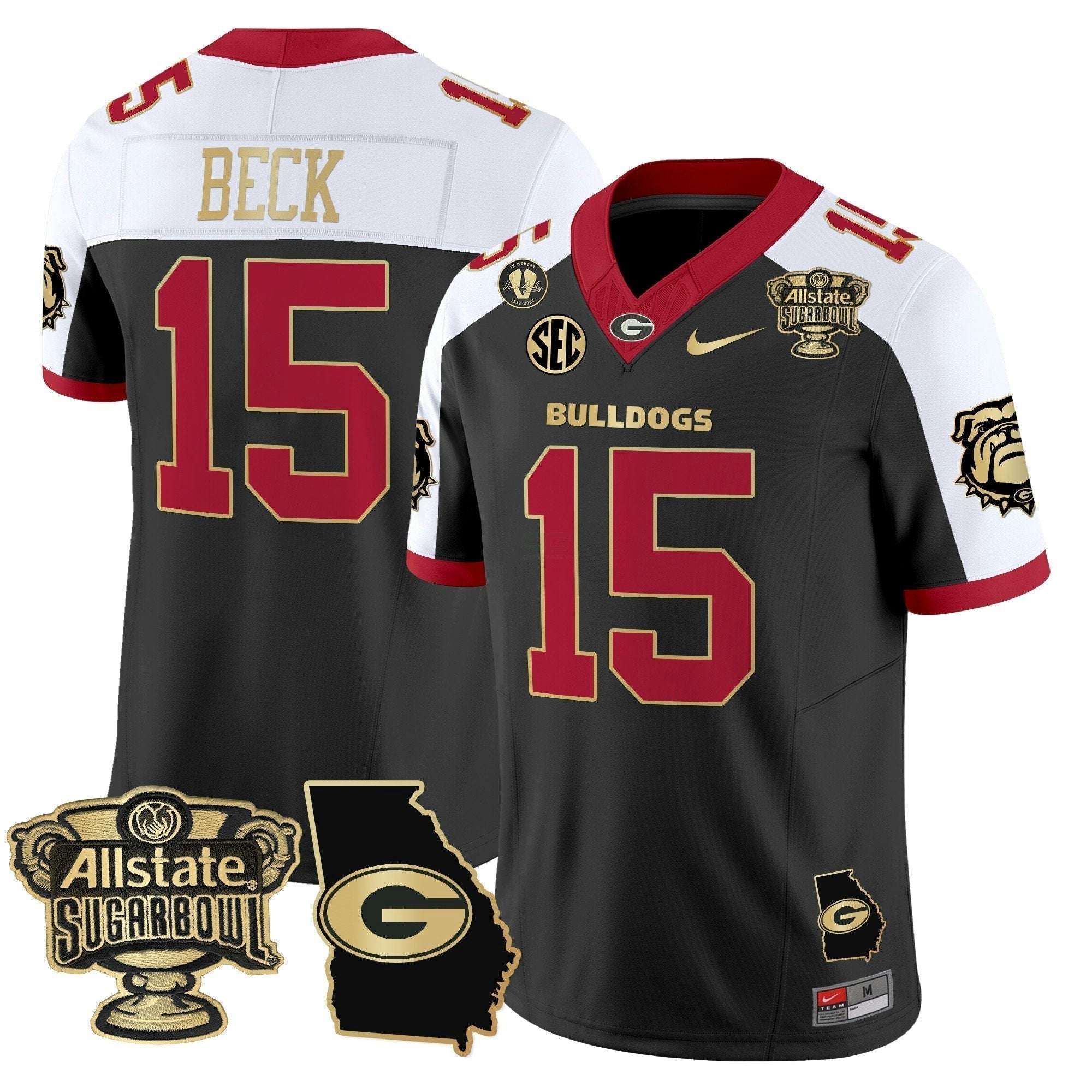 Camisa NCAA 2025 Sugar Bowl & Georgia Map Patch Vapor Limited Jersey N2