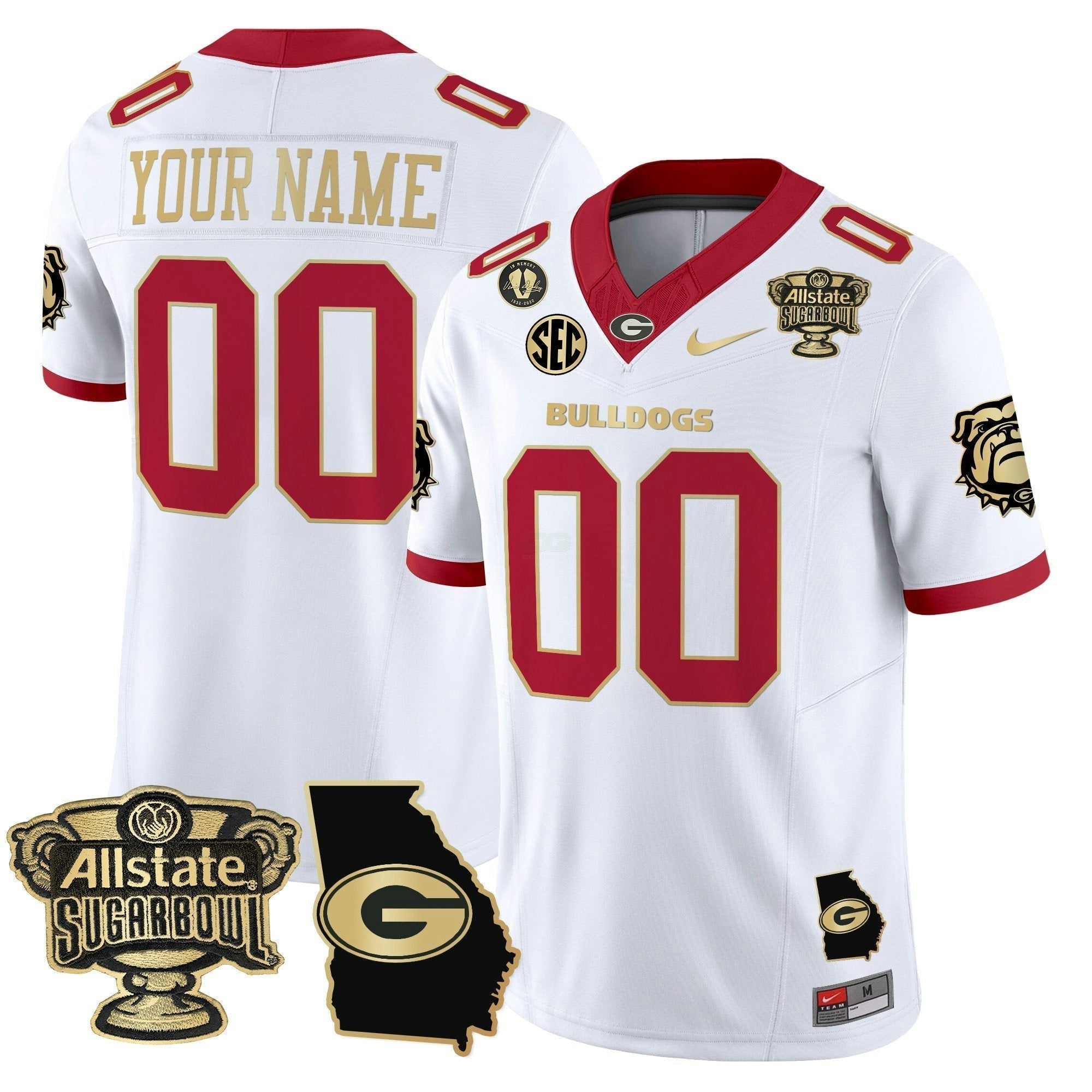 Camisa NCAA 2025 Sugar Bowl & Georgia Map Patch Vapor Limited Jersey