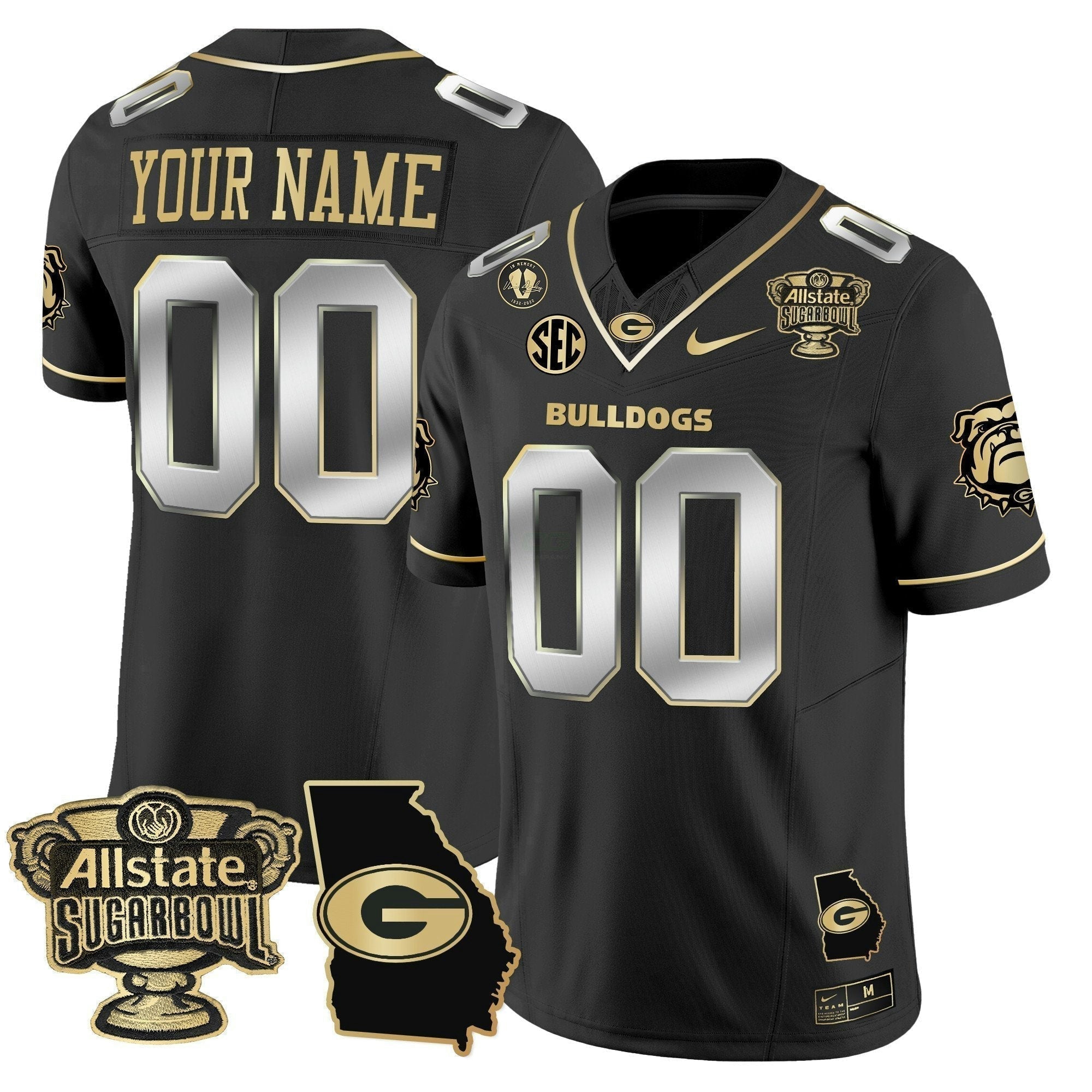 Camisa NCAA 2025 Sugar Bowl & Georgia Map Patch Vapor Limited Jersey N2
