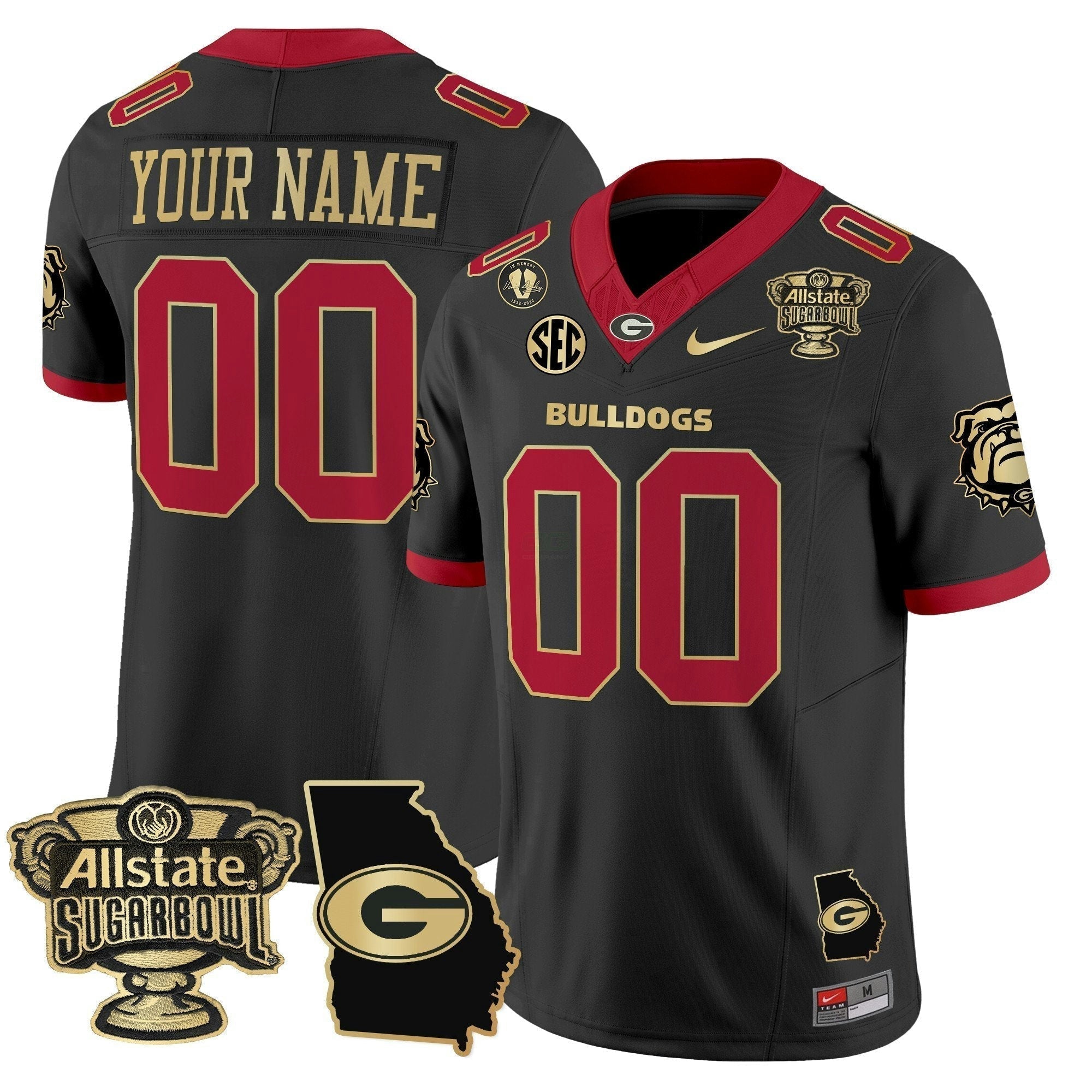 Camisa NCAA 2025 Sugar Bowl & Georgia Map Patch Vapor Limited Jersey N2