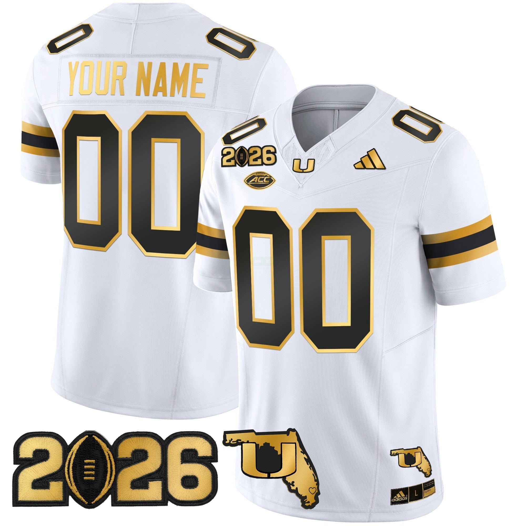 Camisa NCAA 2026 College Football Playoff Final & Florida Patch Dourada Vapor Limited Jersey