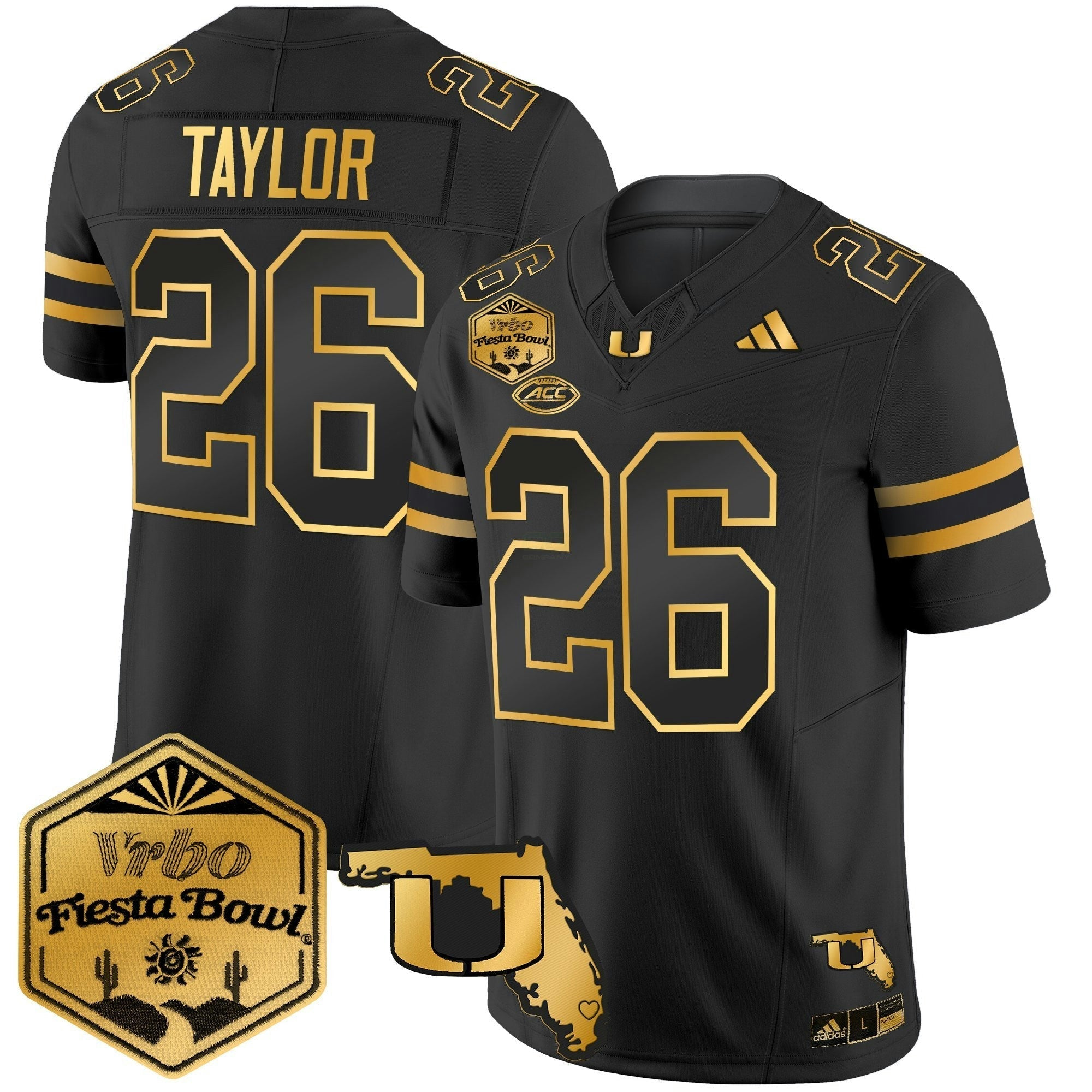 Camisa NCAA 2026 The Fiesta Bowl & Florida Patch Dourada Vapor Limited Jersey