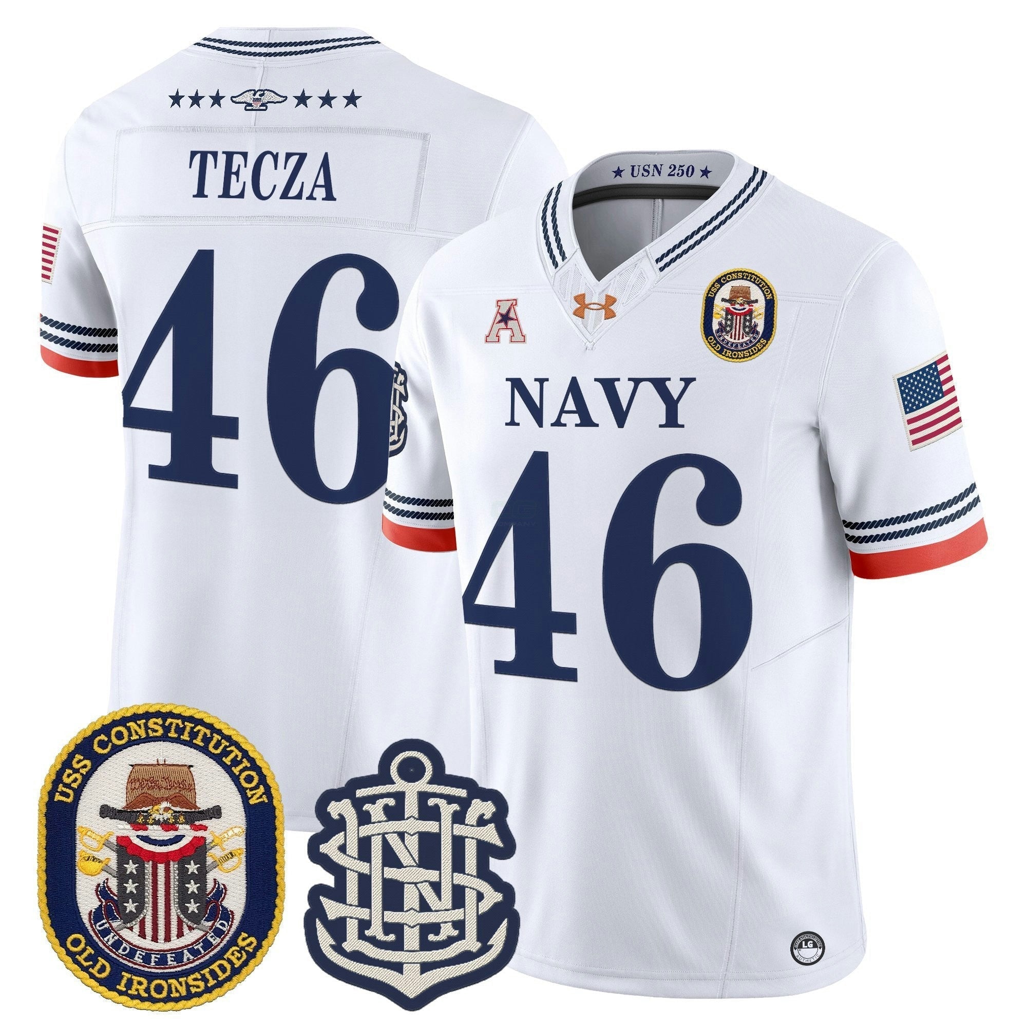 Camisa NCAA 250th Anniversary Vapor Limited Jersey - USS Constitution Patch - Stitched