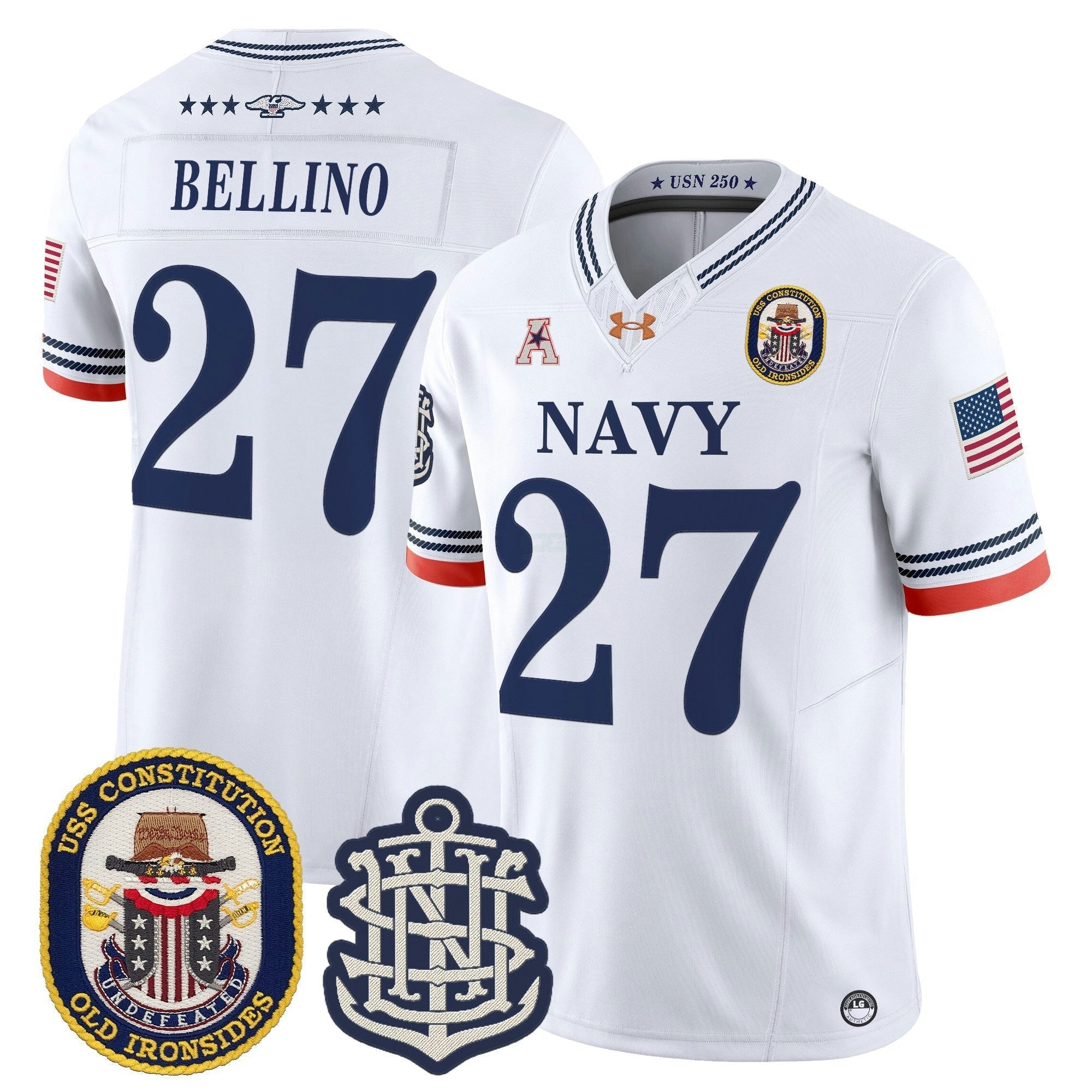 Camisa NCAA 250th Anniversary Vapor Limited Jersey - USS Constitution Patch - Stitched