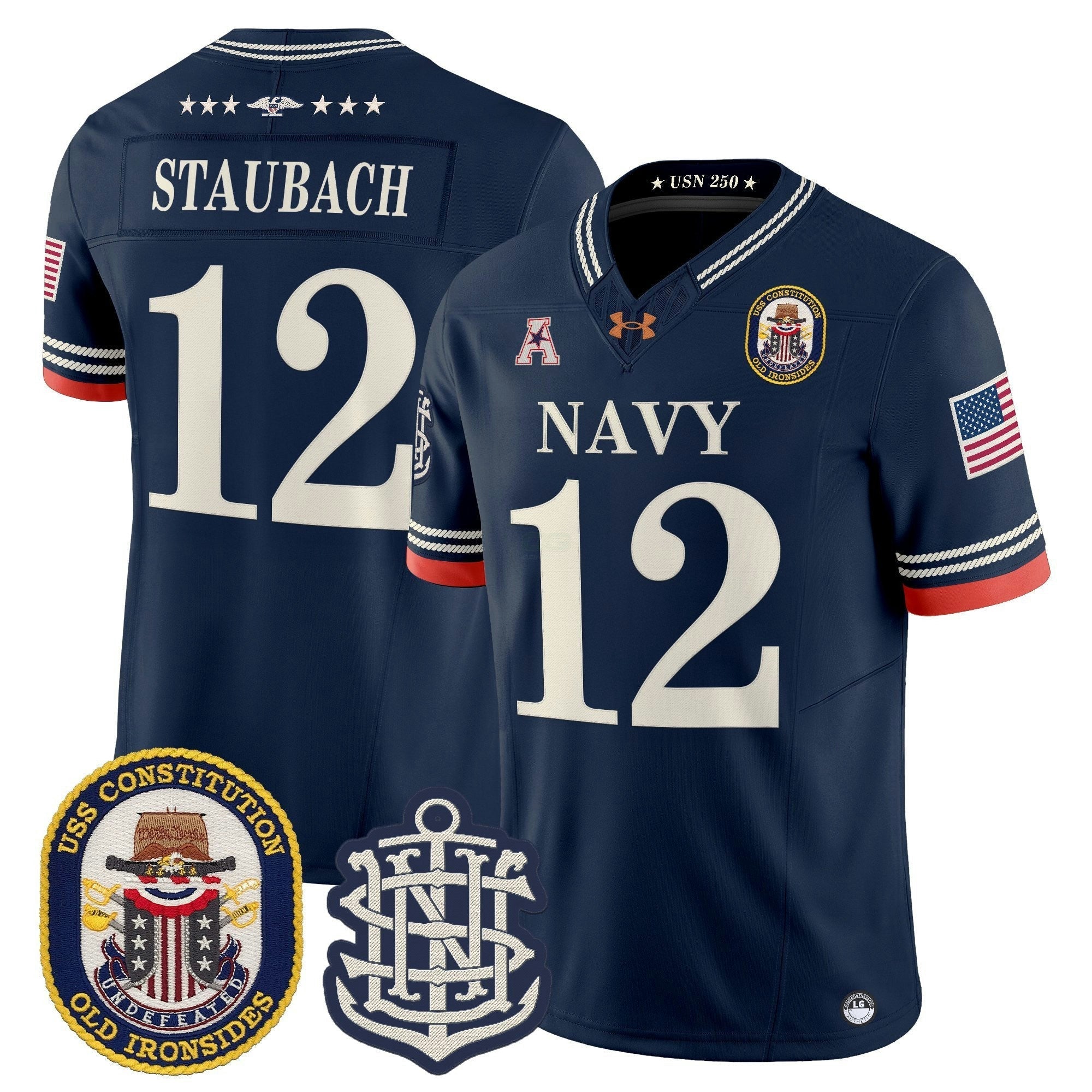 Camisa NCAA 250th Anniversary Vapor Limited Jersey - USS Constitution Patch - Stitched