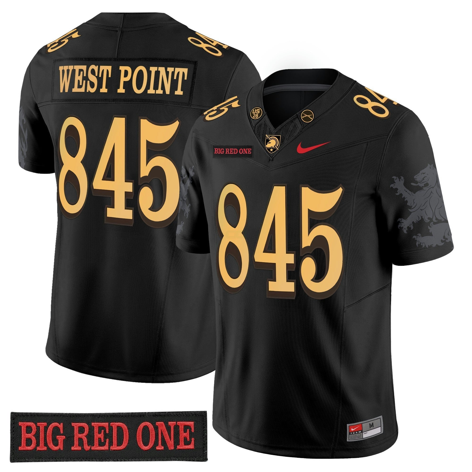 Camisa NCAA 'Big Red One Edition' Vapor Jersey - Stitched Numbers/Patches - Preta Lion Graphic Sleeves
