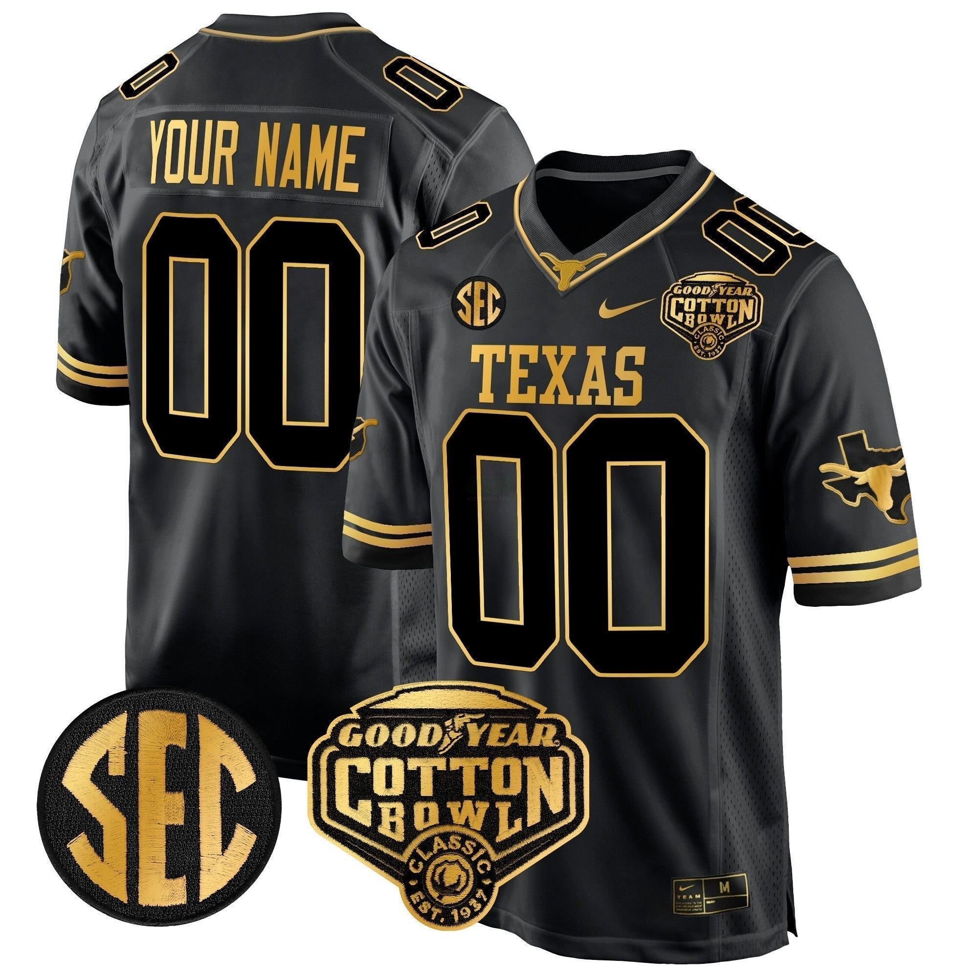 Camisa NCAA Cotton Bowl Patch Dourada Game Jersey