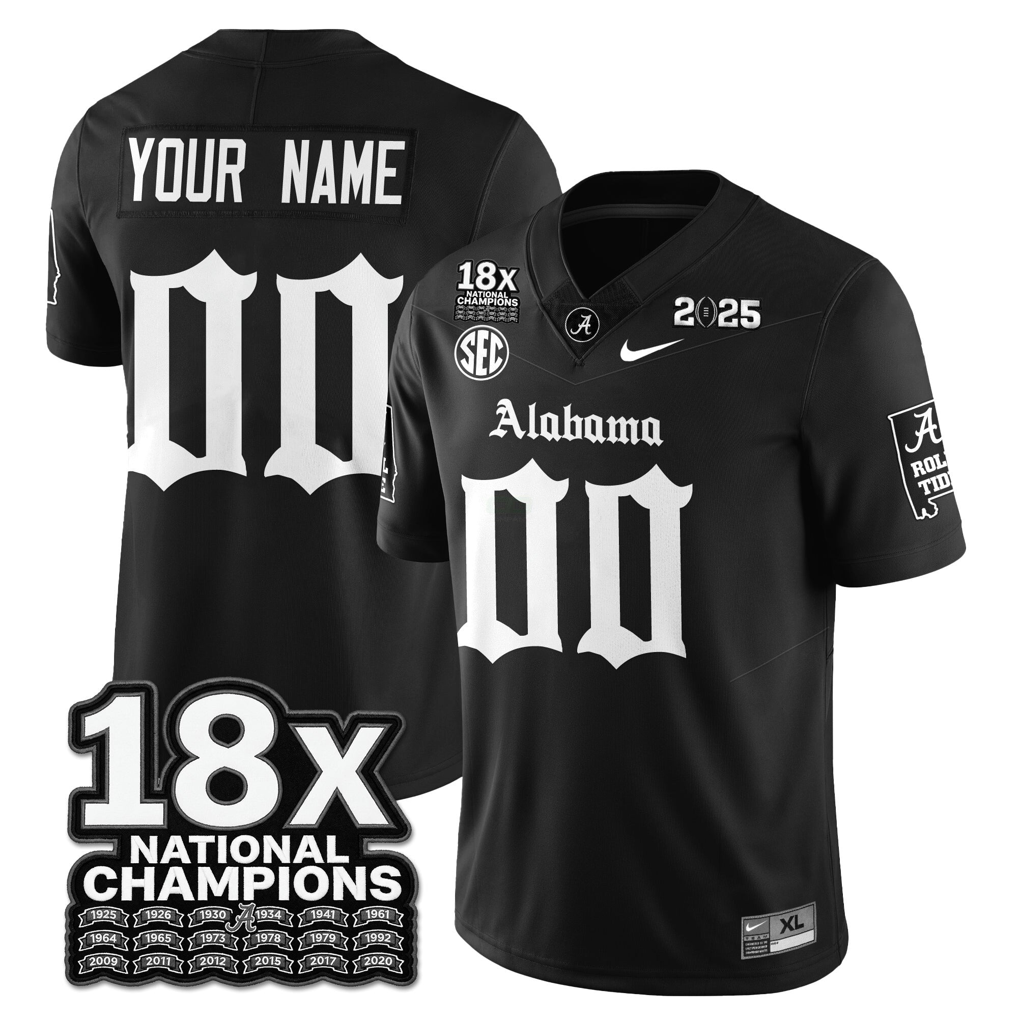 Camisa NCAA Custom 18x-Time National Champions Gothic Vapor Limited Jersey