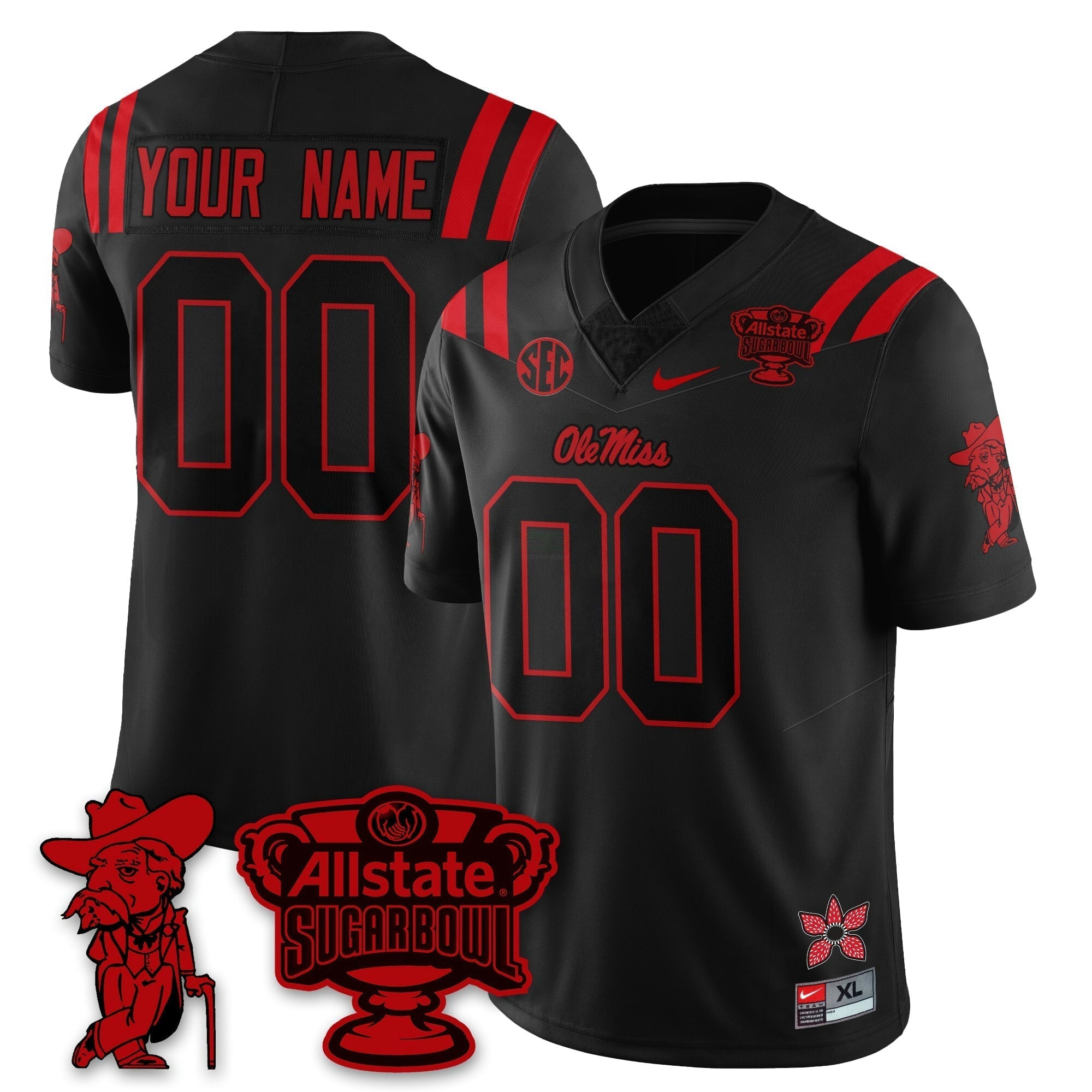Camisa NCAA Custom 2025 Sugar Bowl 'Stranger Things Edition' Vapor Limited Jersey