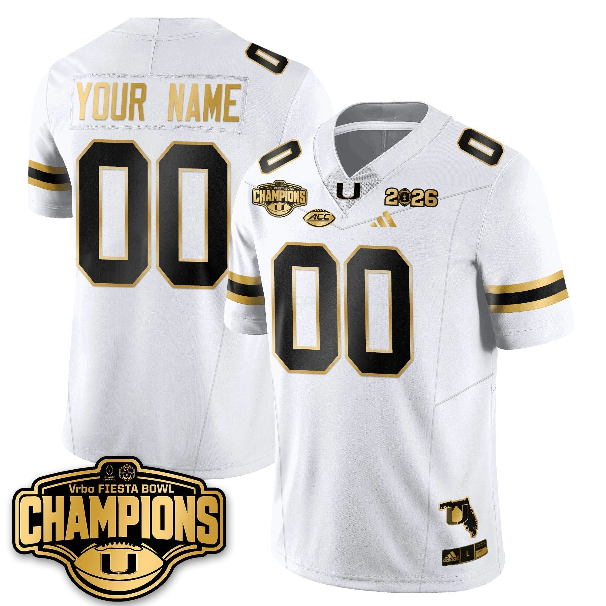 Camisa NCAA Custom Football Vapor Limited Dourada Jersey - Fiesta Bowl Champions