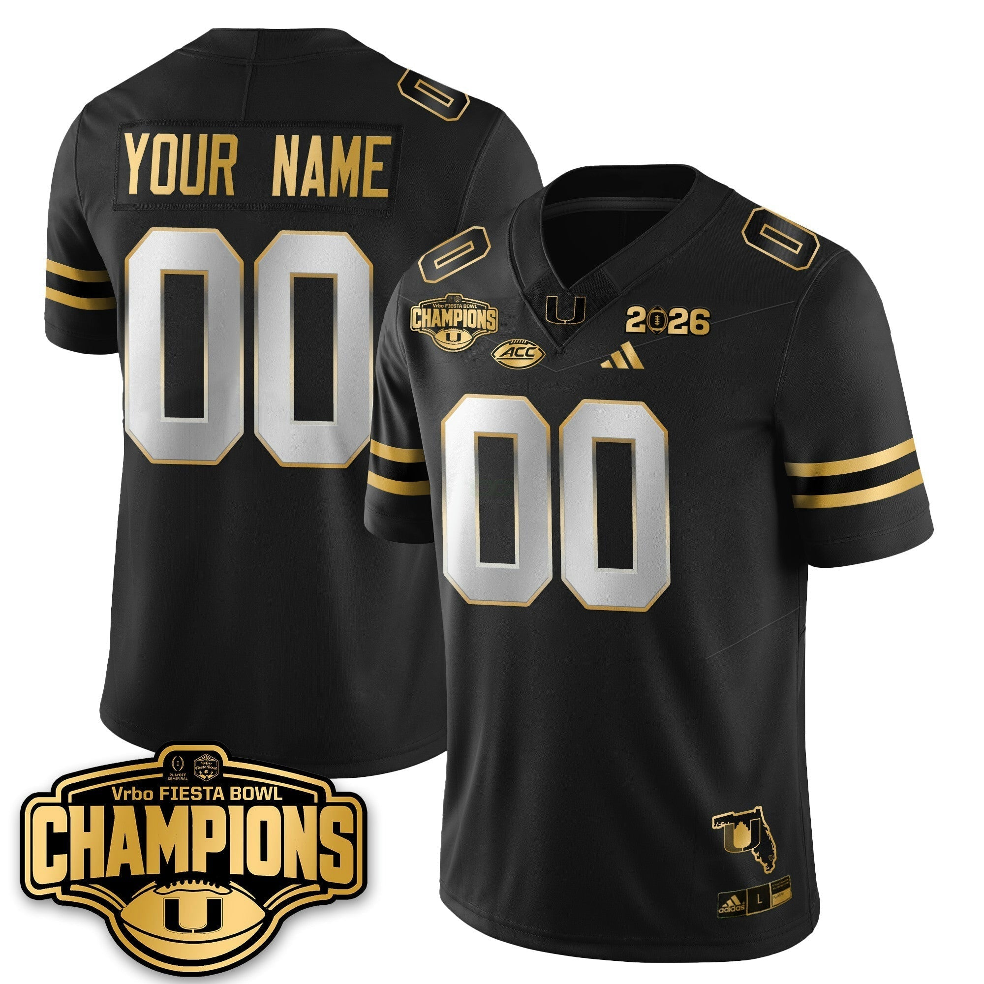 Camisa NCAA Custom Football Vapor Limited Dourada Jersey - Fiesta Bowl Champions