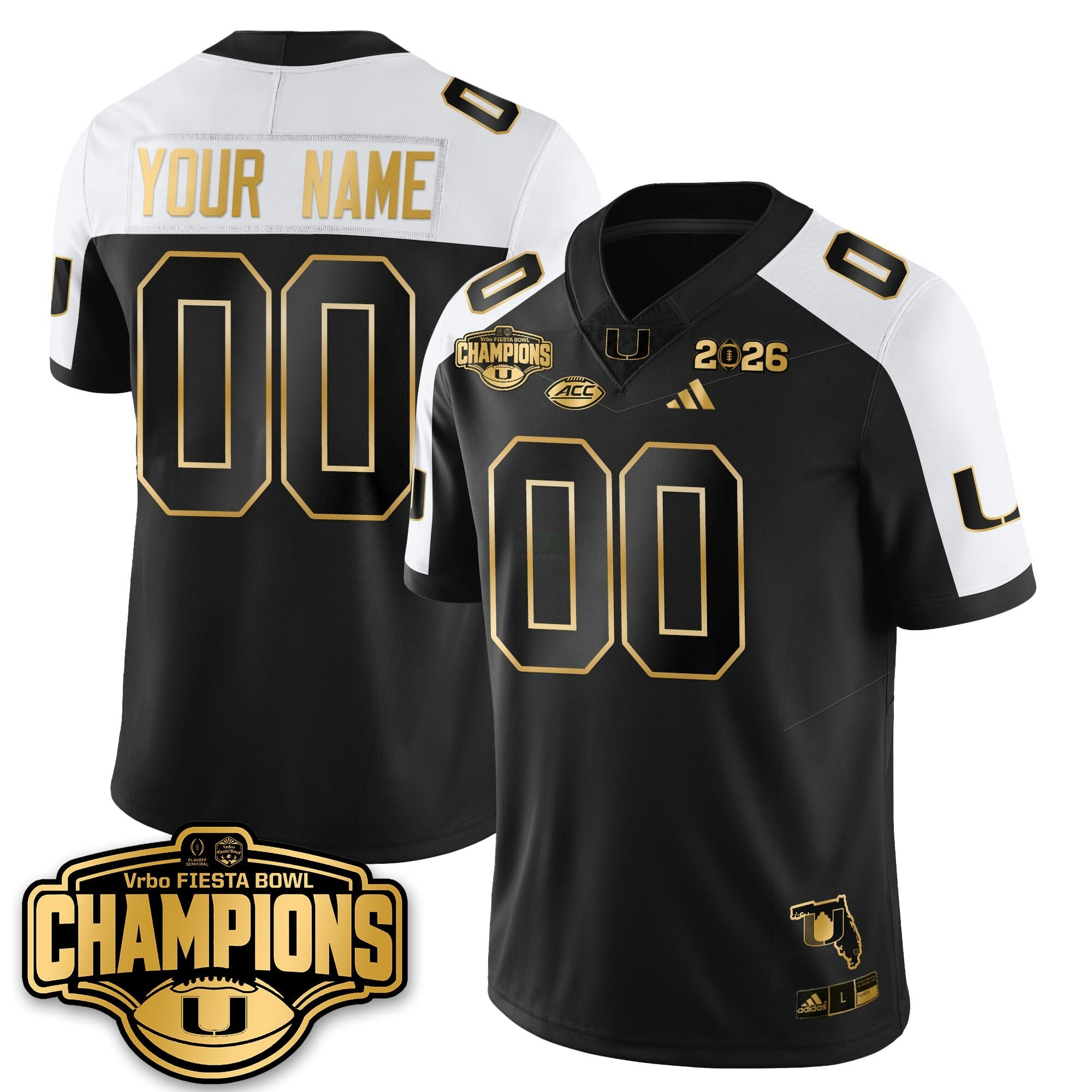 Camisa NCAA Custom Football Vapor Limited Dourada Jersey - Fiesta Bowl Champions