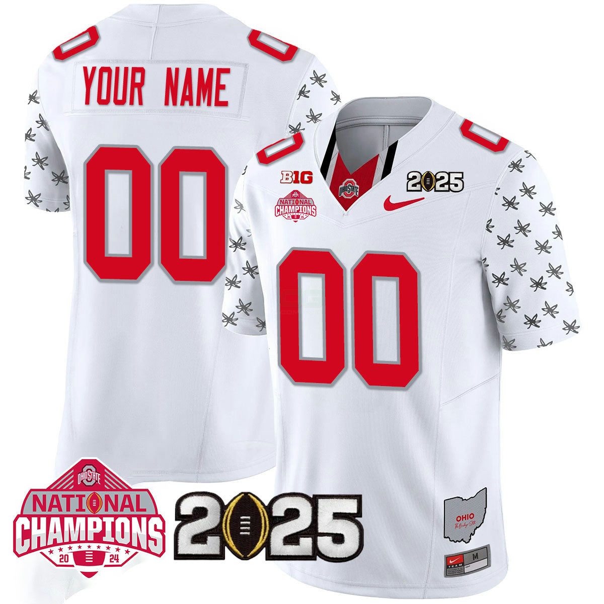 Camisa NCAA Custom Name/Gender 'Heritage Stripe' 2025 College Football Playoff Patch - National Champions Jersey