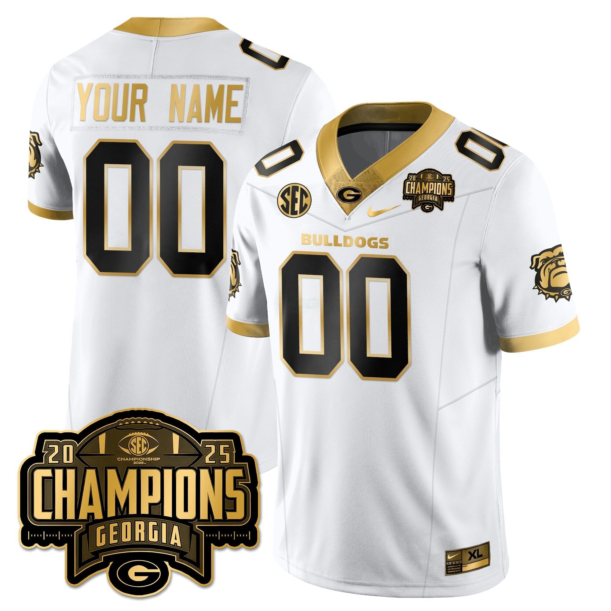 Camisa NCAA Custom Vapor Limited Dourada Jersey - SEC Football Champions