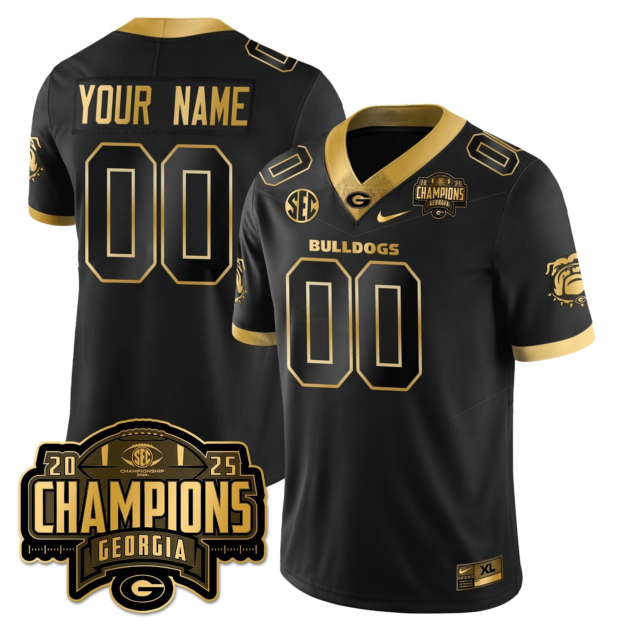 Camisa NCAA Custom Vapor Limited Dourada Jersey - SEC Football Champions