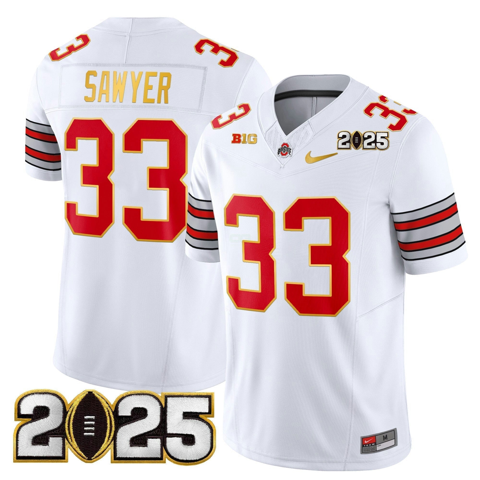 Camisa NCAA 'Heritage Stripe' 2025 College Football Playoff Final Patch Dourada Trim Vapor Limited Jersey
