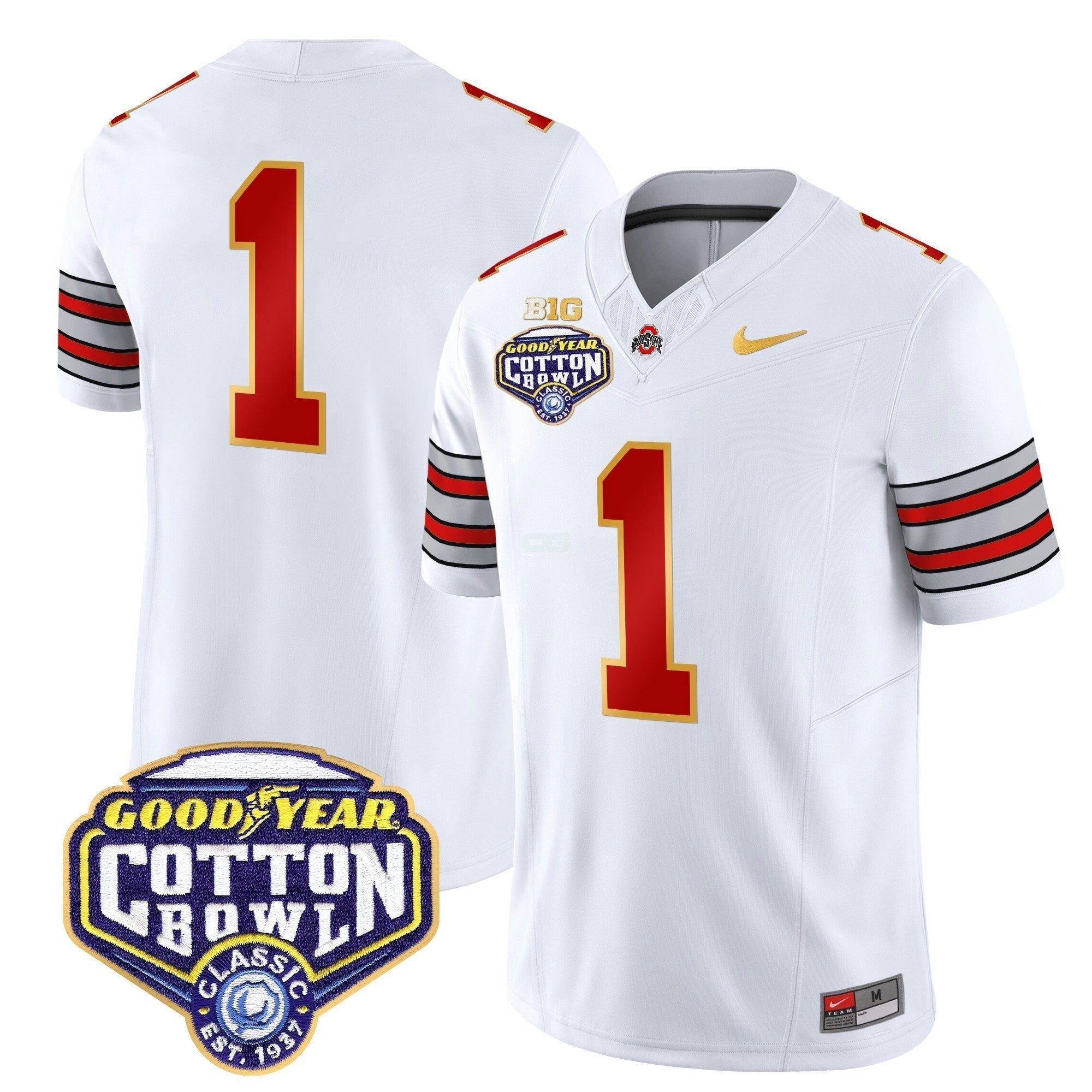 Camisa NCAA 'Heritage Stripe' Cotton Bowl Patch Dourada Trim Vapor Limited Jersey