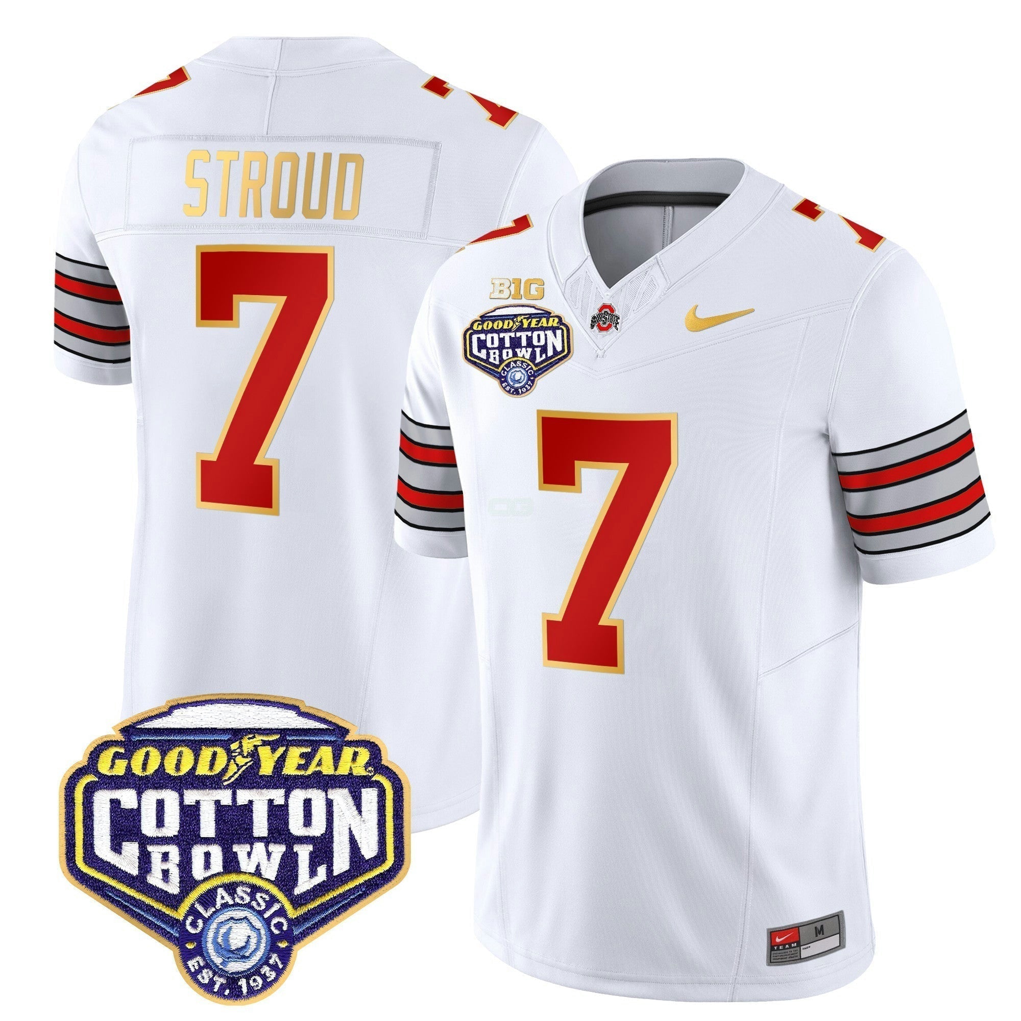 Camisa NCAA 'Heritage Stripe' Cotton Bowl Patch Dourada Trim Vapor Limited Jersey