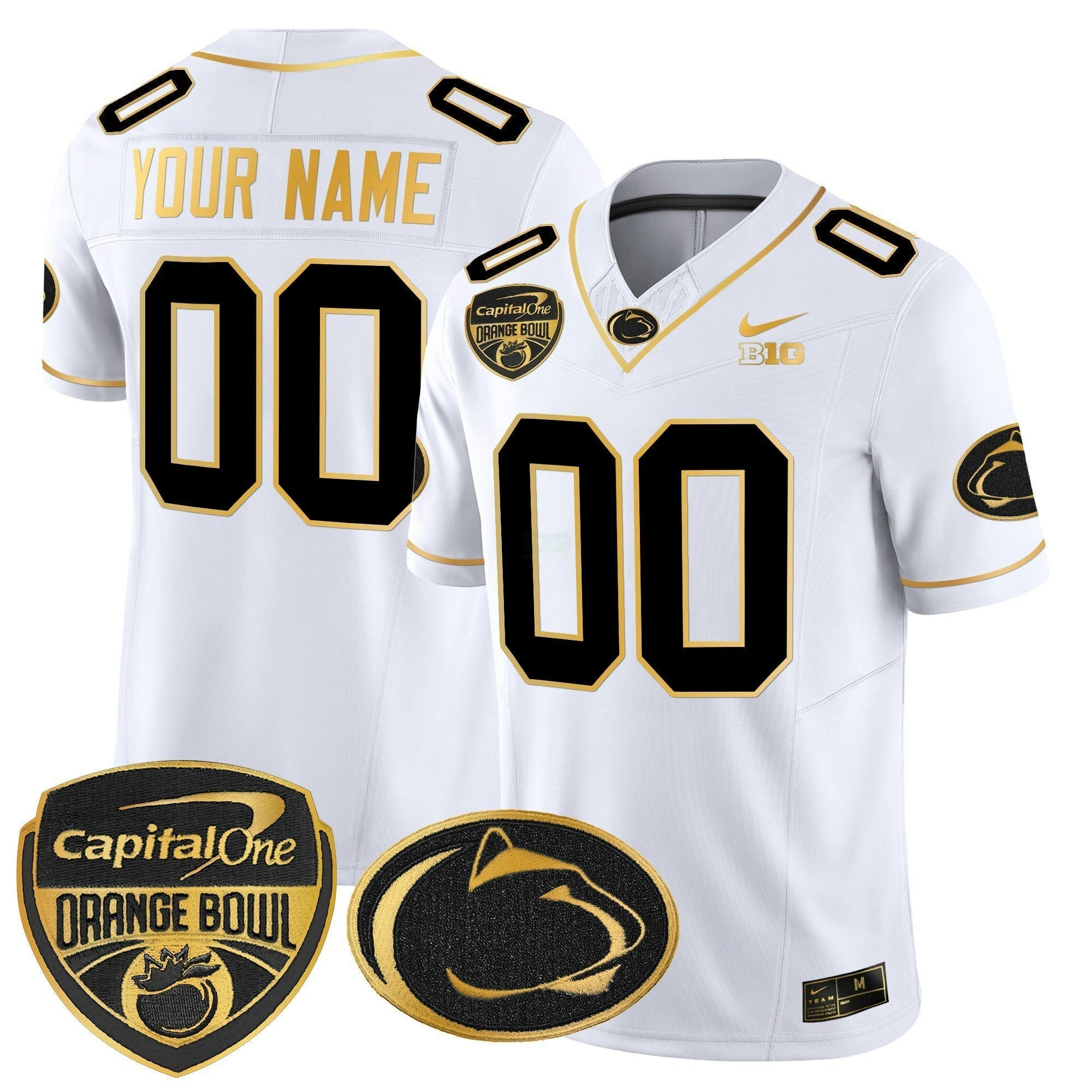 Camisa NCAA Laranja Bowl Patch Dourada Vapor Limited Jersey V2