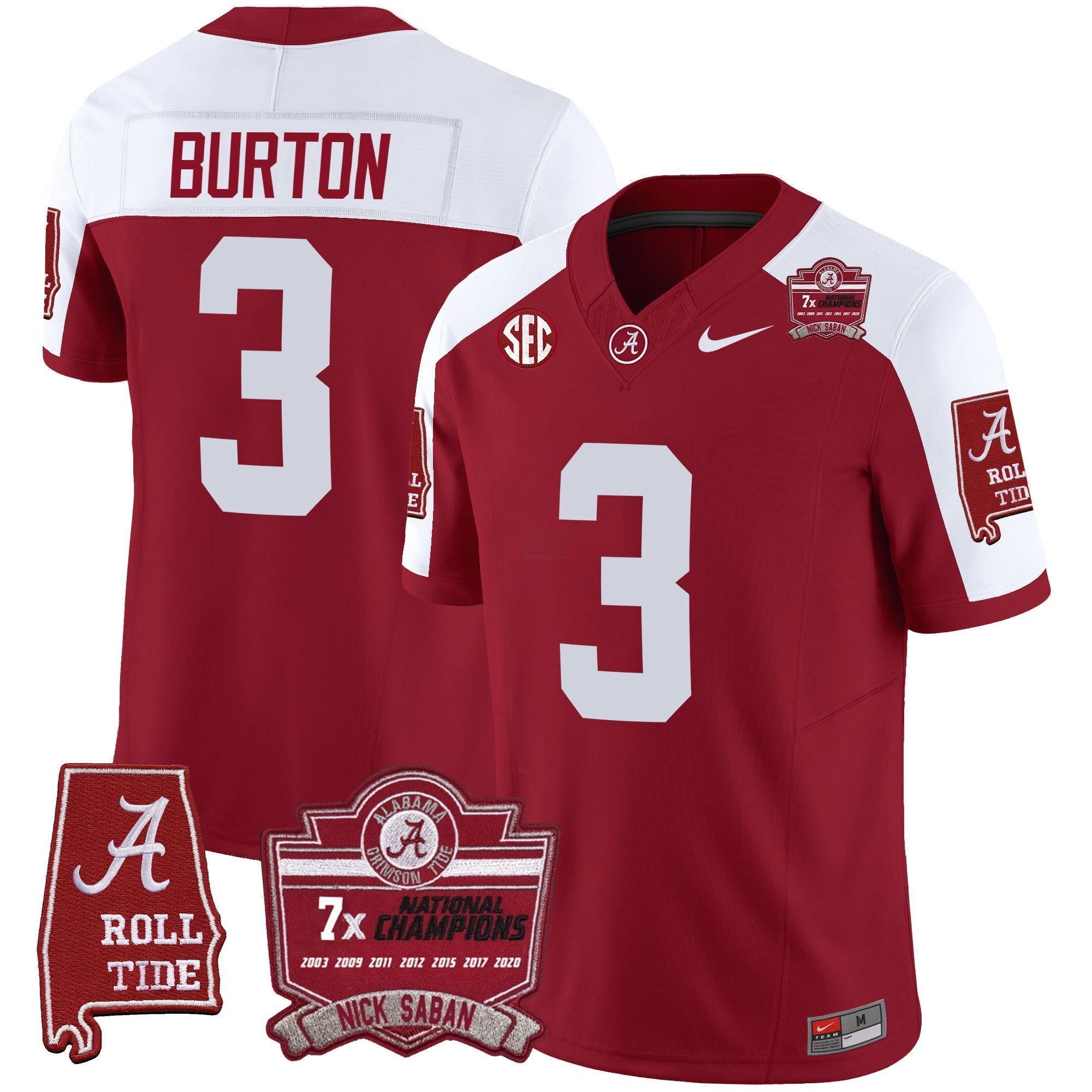 Camisa NCAA Nick Saban 7x Champions Patch Vapor Jersey