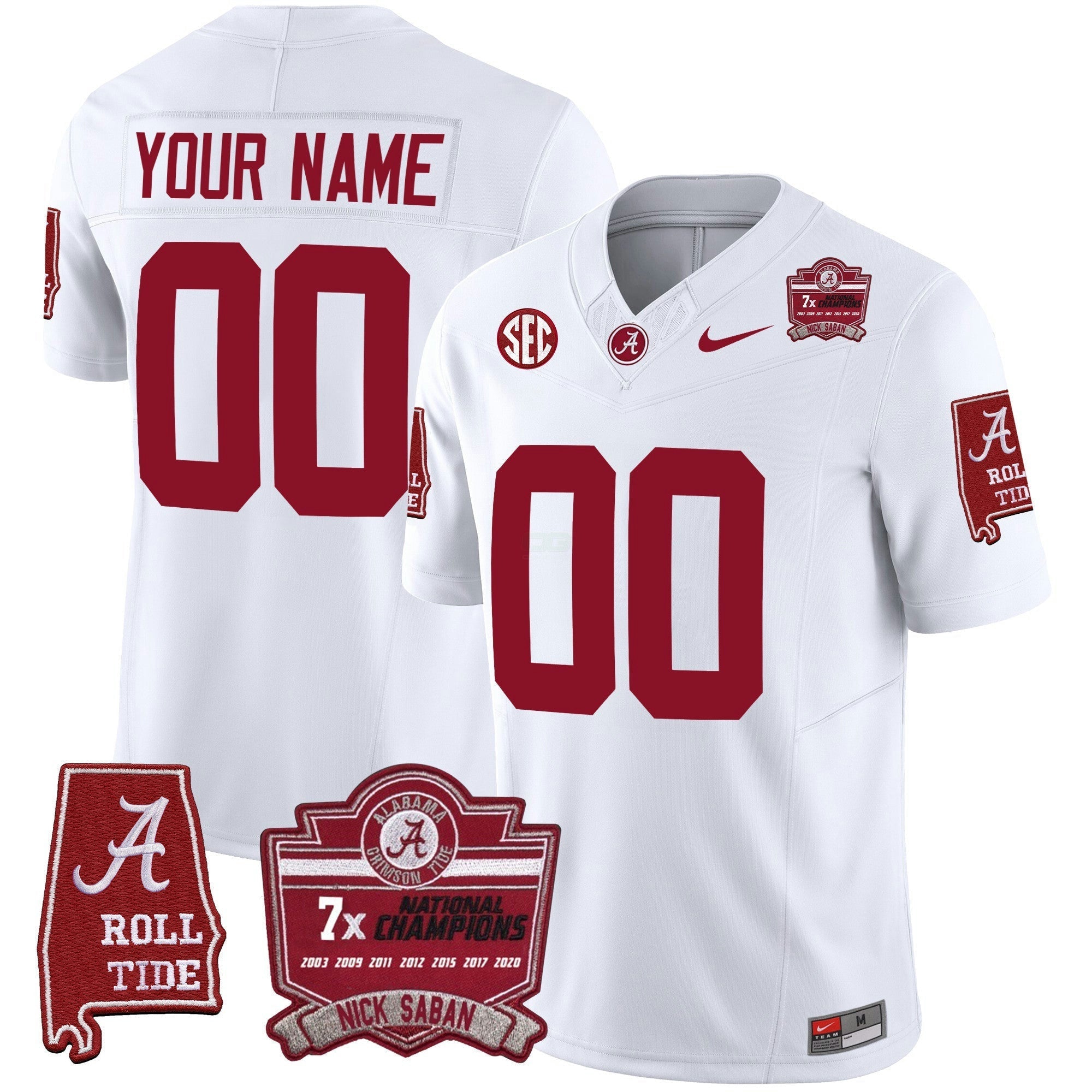 Camisa NCAA Nick Saban 7x Champions Patch Vapor Jersey