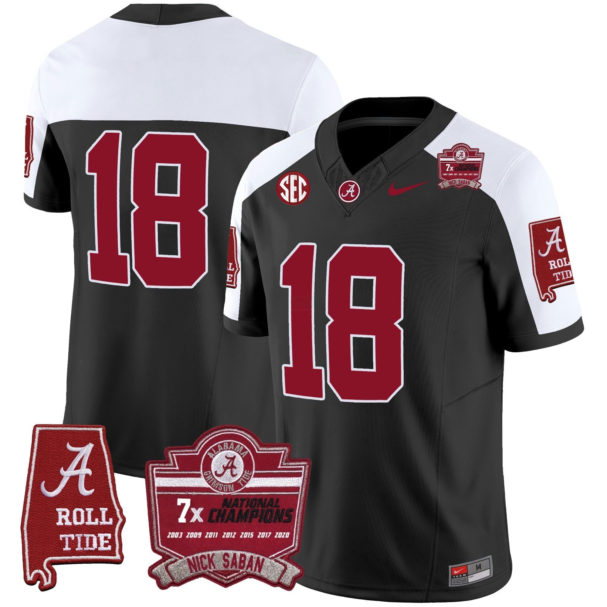Camisa NCAA Nick Saban 7x Champions Patch Vapor Jersey