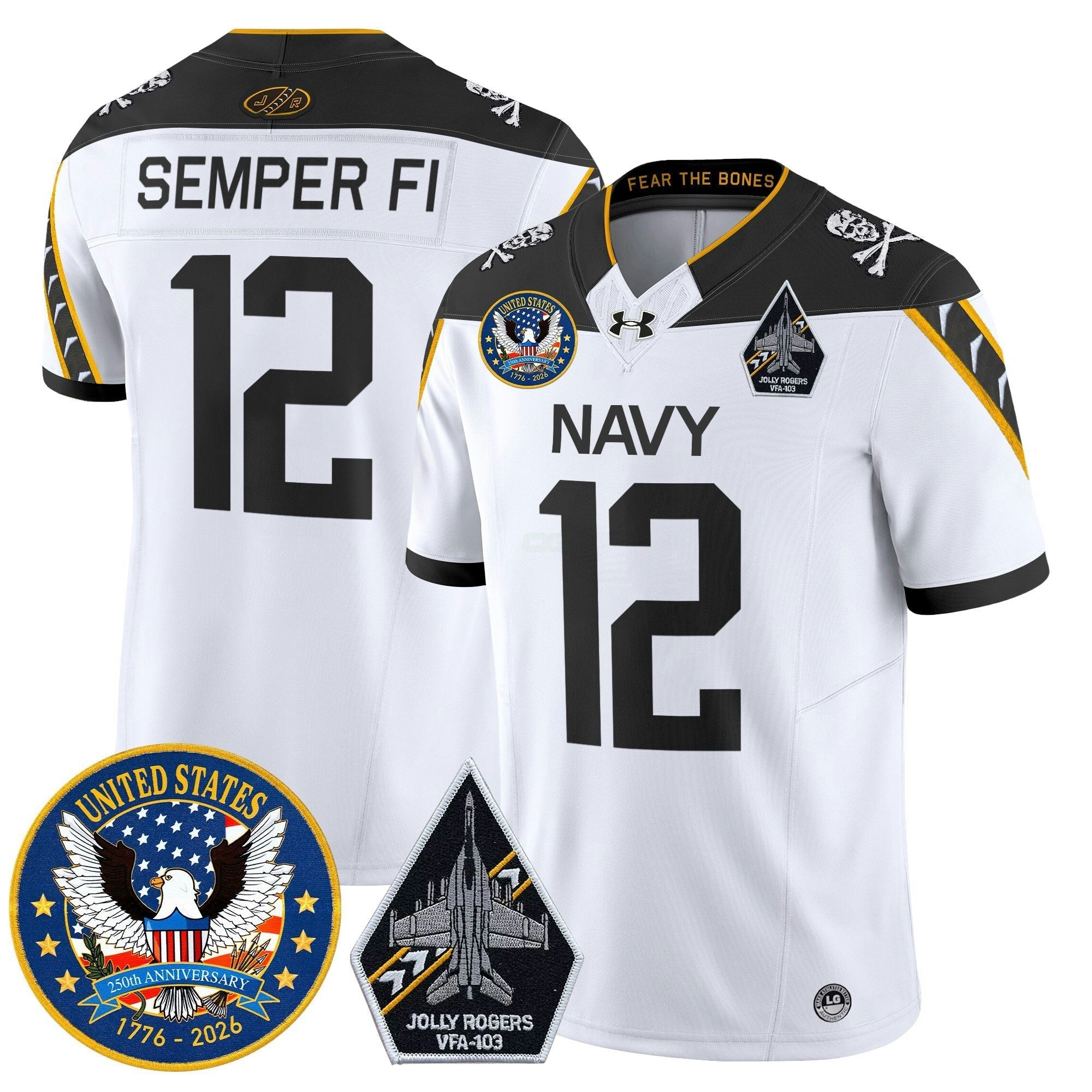 Camisa NCAA "United States 250th Anniversary Patch" Vapor Limited Jersey - Jolly Rogers Edition