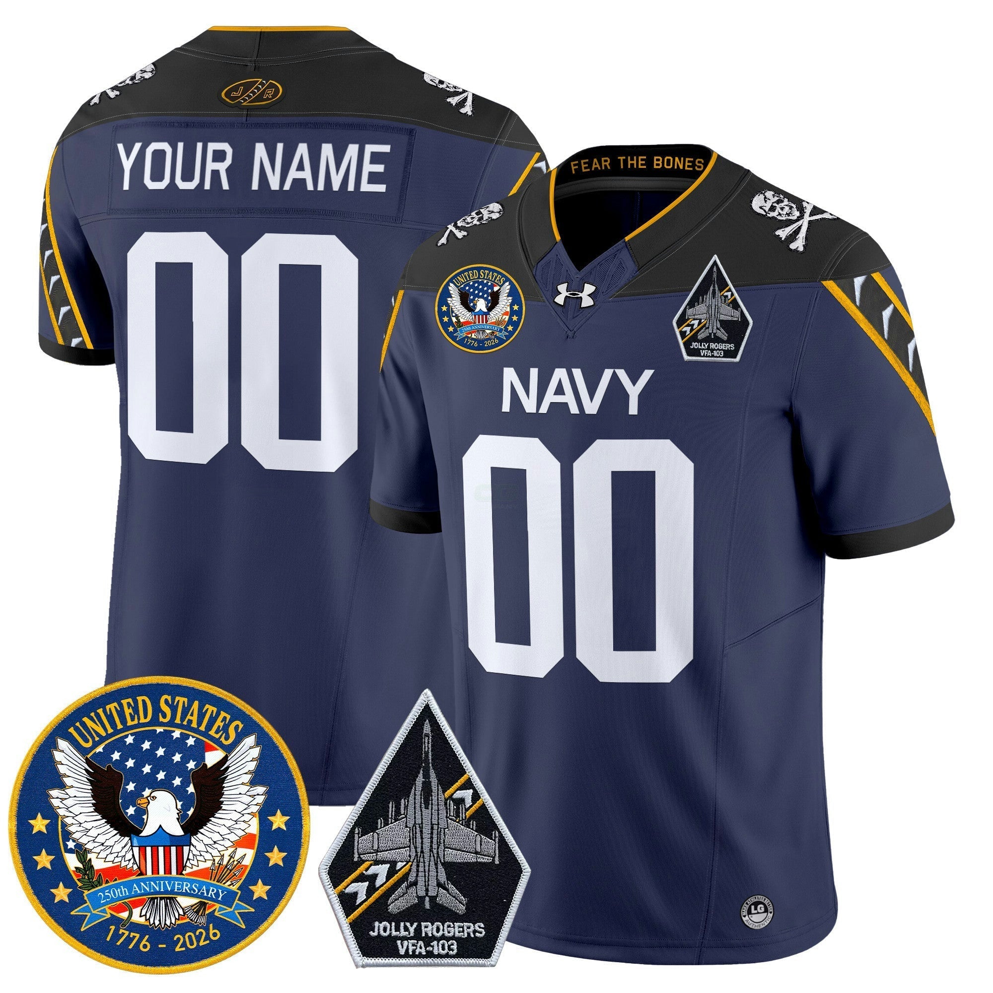 Camisa NCAA "United States 250th Anniversary Patch" Vapor Limited Jersey - Jolly Rogers Edition