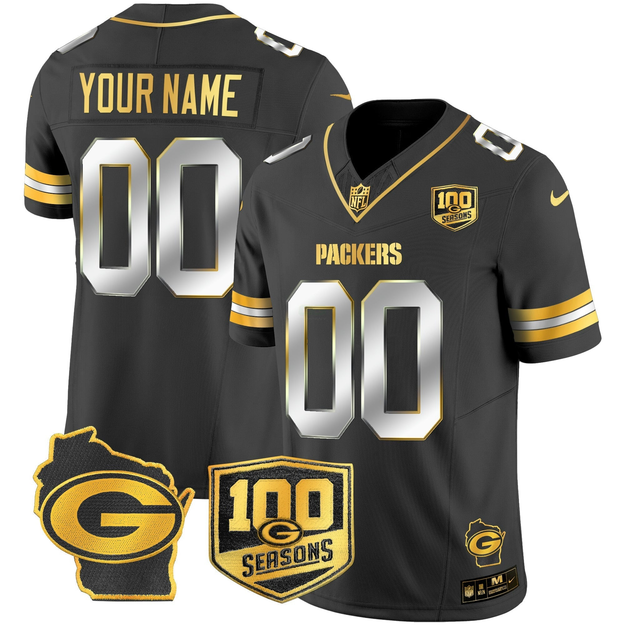 Camisa NFL 100th Season & Home Patch Dourada Vapor Limited Jersey