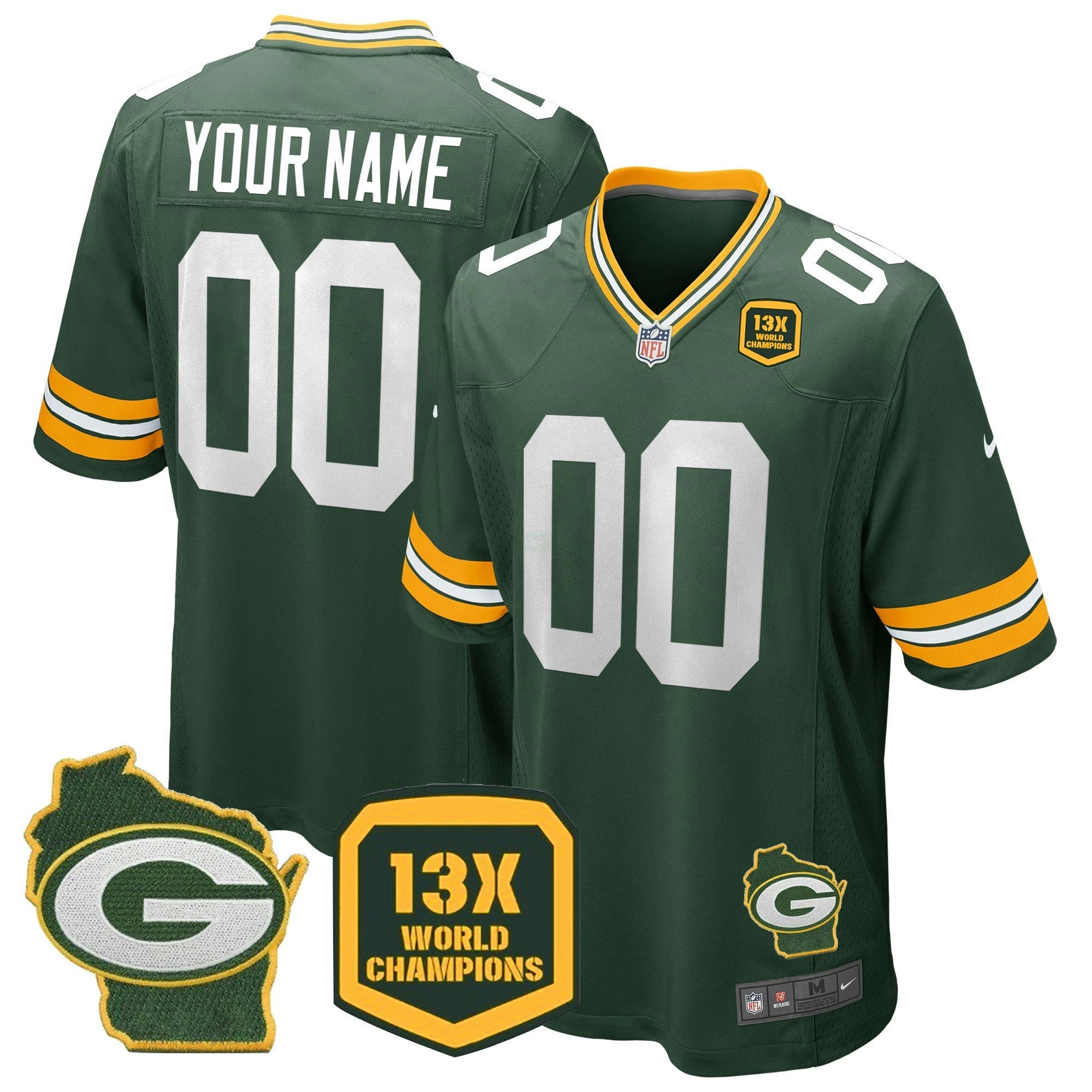 Camisa NFL 13 Time World Champions & Home Patch Game Jersey