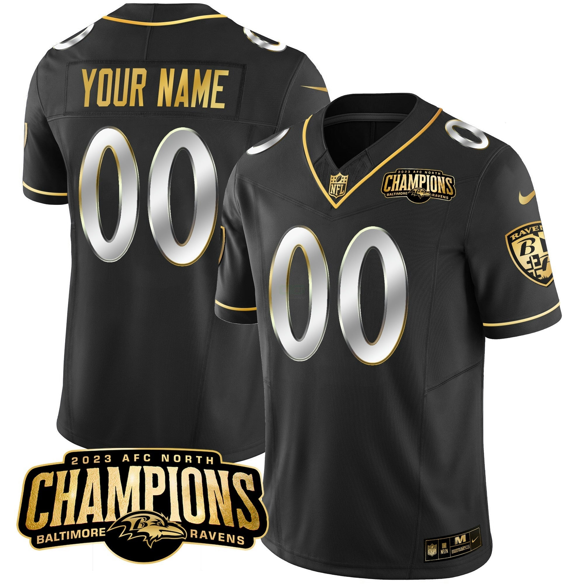 Camisa NFL 2023 AFC North Champions Patch Dourada Vapor Jersey