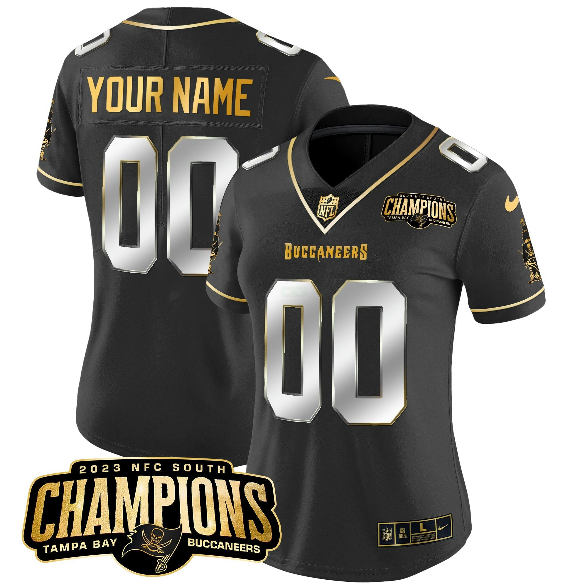 Camisa NFL 2023 NFC South Champions Patch Dourada Vapor Jersey